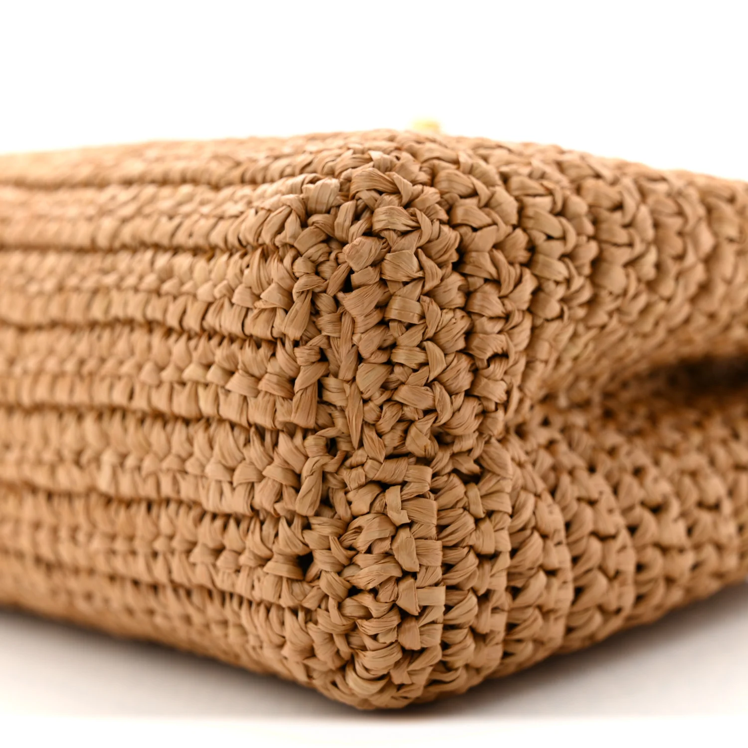 Braided Raffia Nano Kelly Flap Bag Dark Beige - Image 10