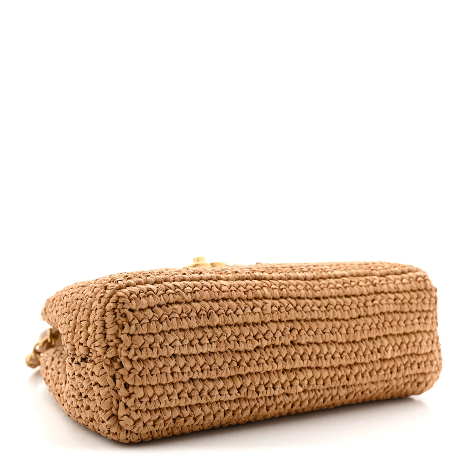 Braided Raffia Nano Kelly Flap Bag Dark Beige - Image 4