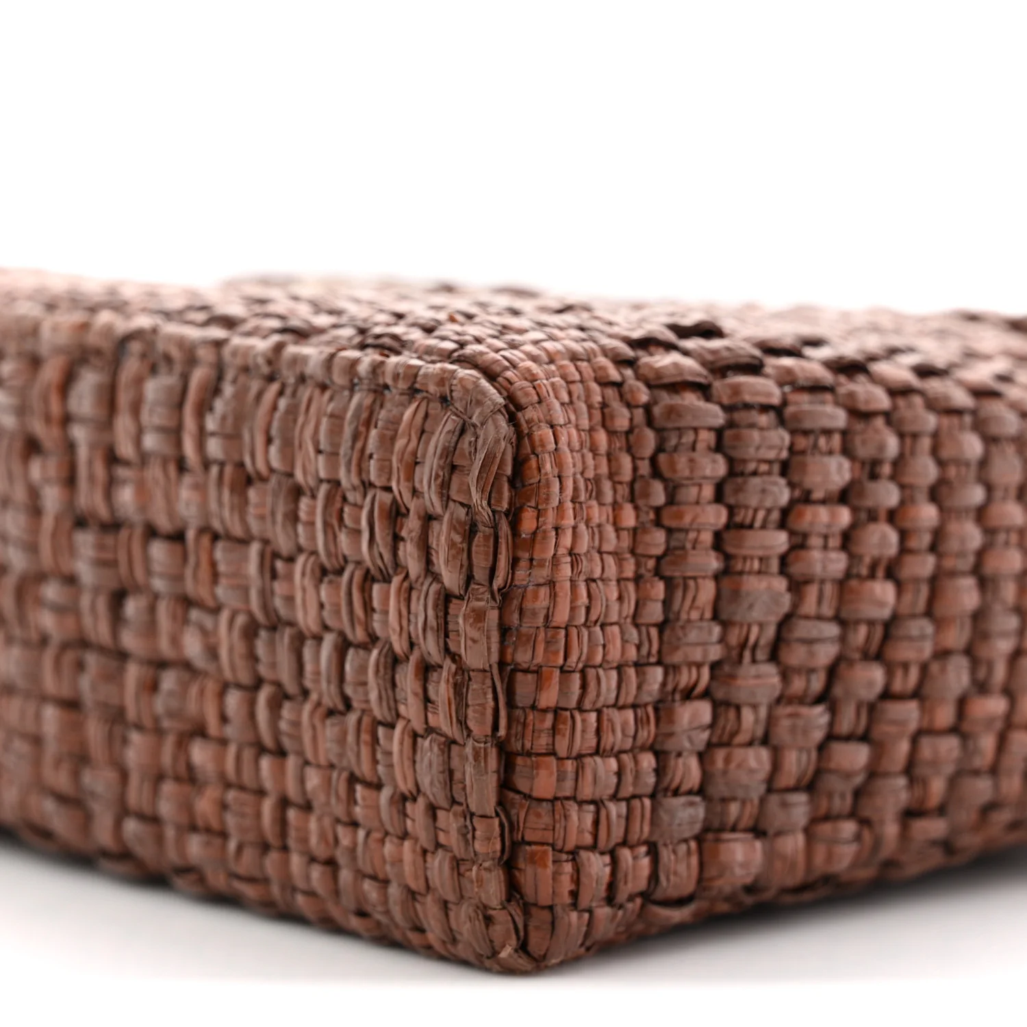 Braided Raffia Quilted Top Handle Slim Vanity With Chain Brown - Image 10