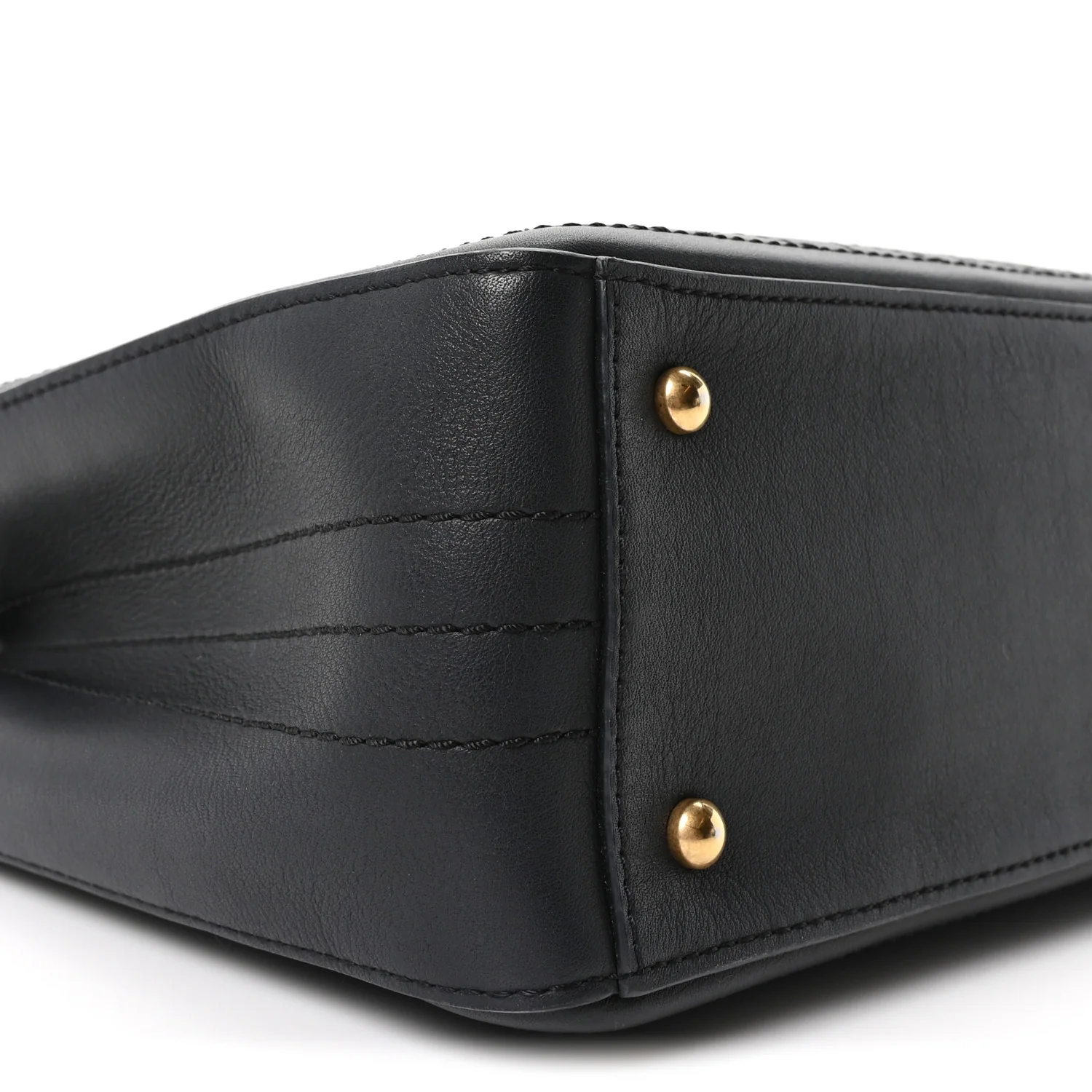Bullskin Stitched Bi-Color Medium Shopping Tote Black - Image 9