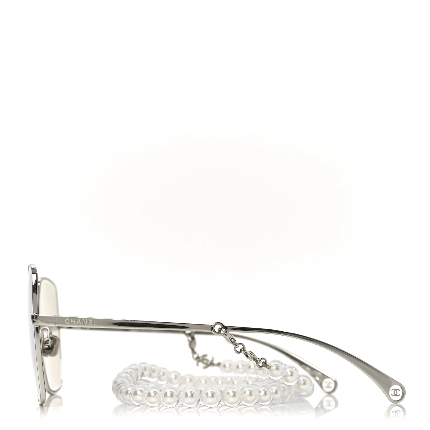 Butterfly Removable Pearl Chain Sunglasses 4262 Silver - Image 3
