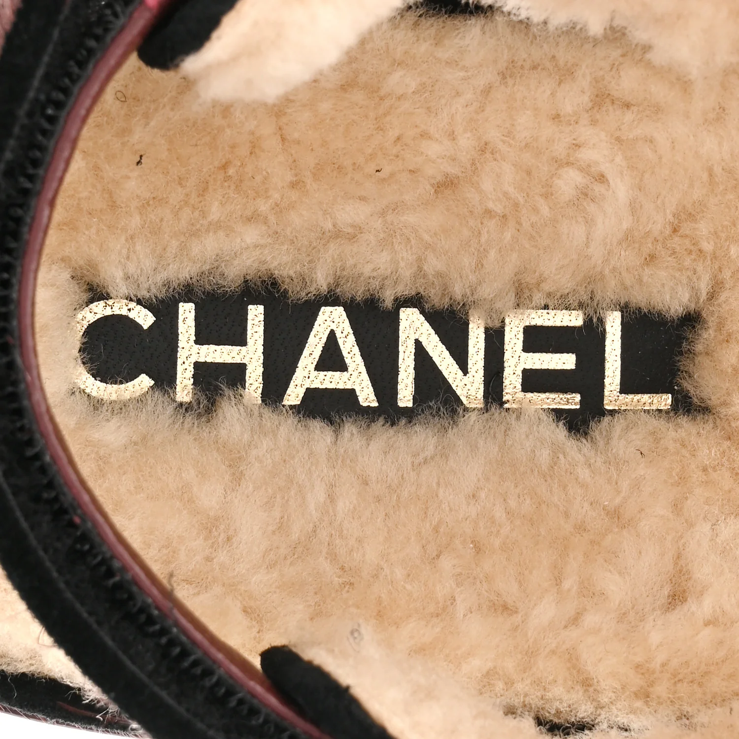 Calf Hair Suede Shearling Dad Sandals 36 Burgundy Black - Image 7