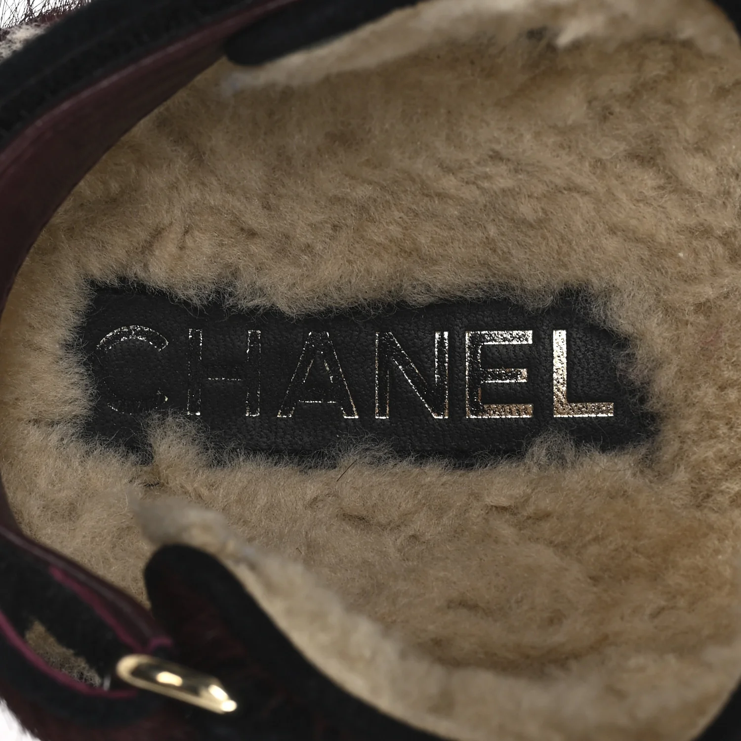 Calf Hair Suede Shearling Dad Sandals 36.5 Burgundy Black - Image 8