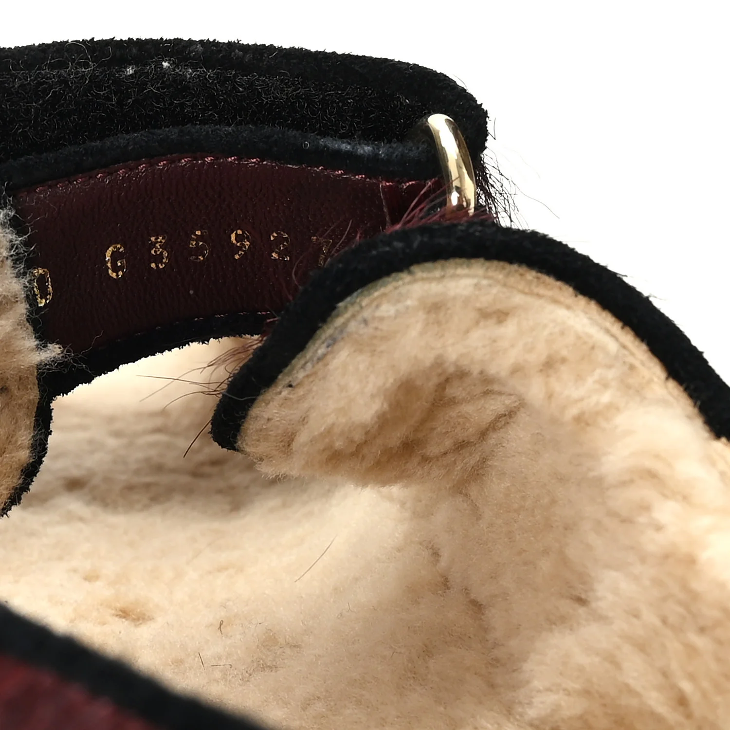 Calf Hair Suede Shearling Dad Sandals 37.5 Burgundy Black - Image 9