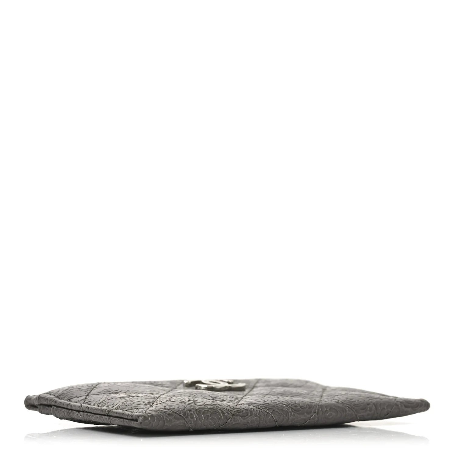 Calfskin Camellia Embossed Quilted Card Holder Grey - Image 4