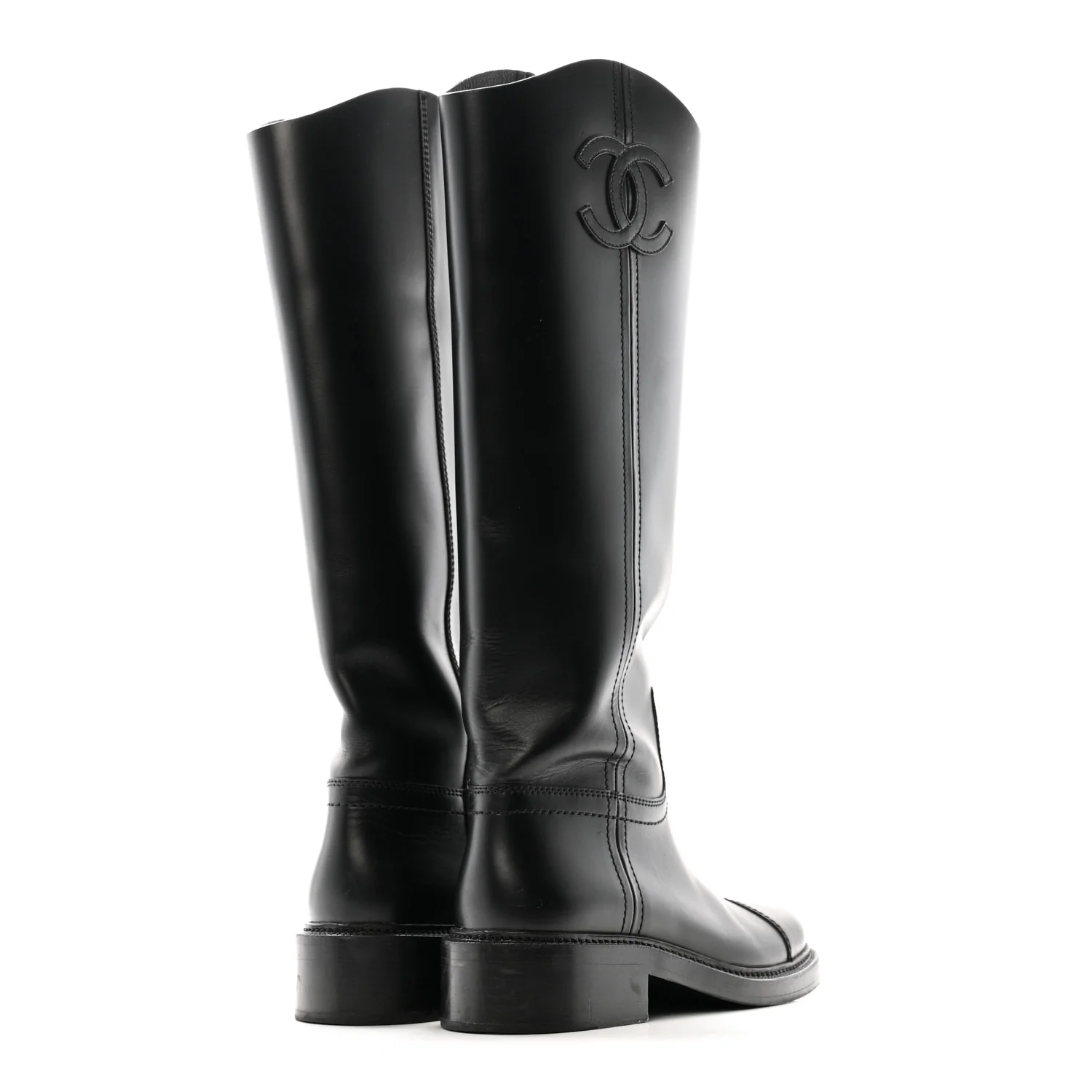 Calfskin Cap Toe CC Riding Boots 39 Black - Image 12