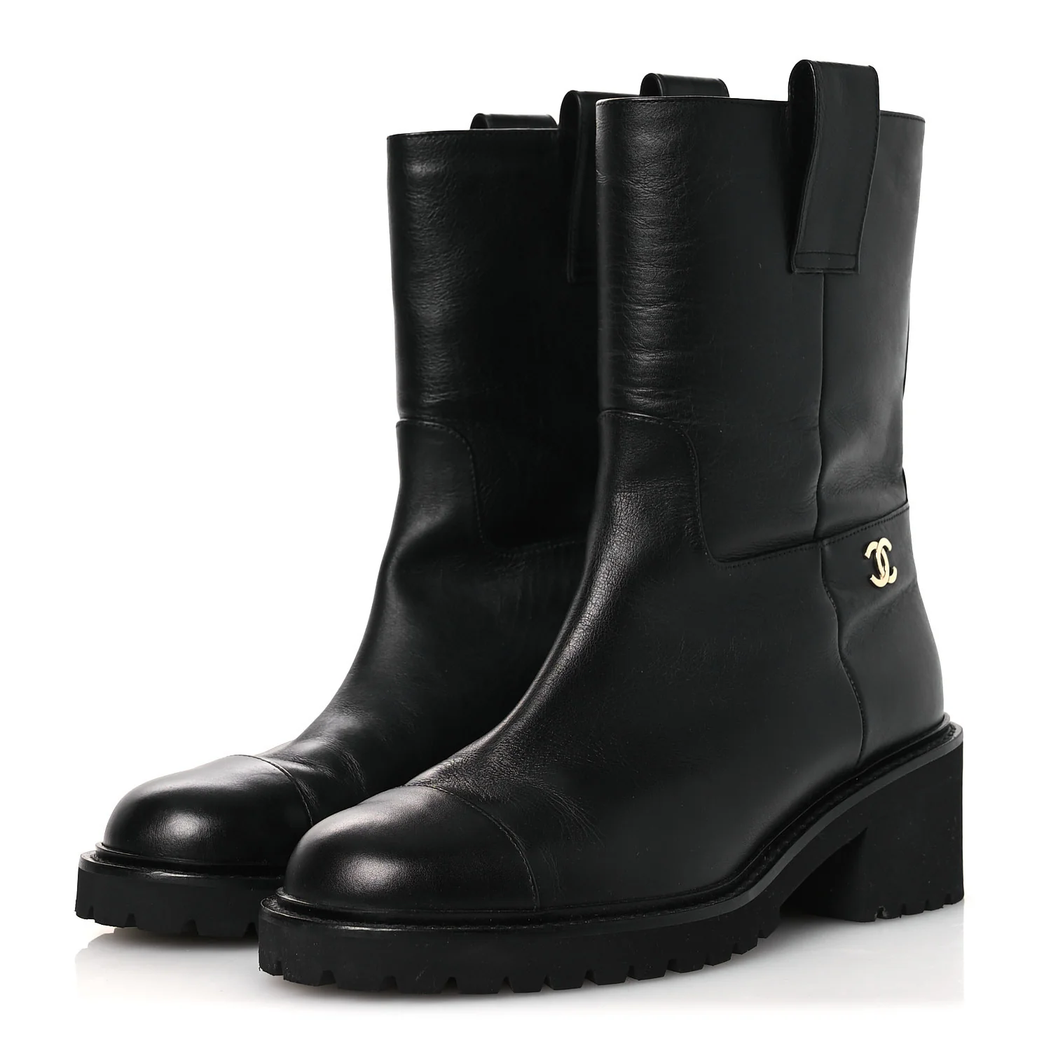 Calfskin CC Ankle Boots 37.5 Black - Image 4