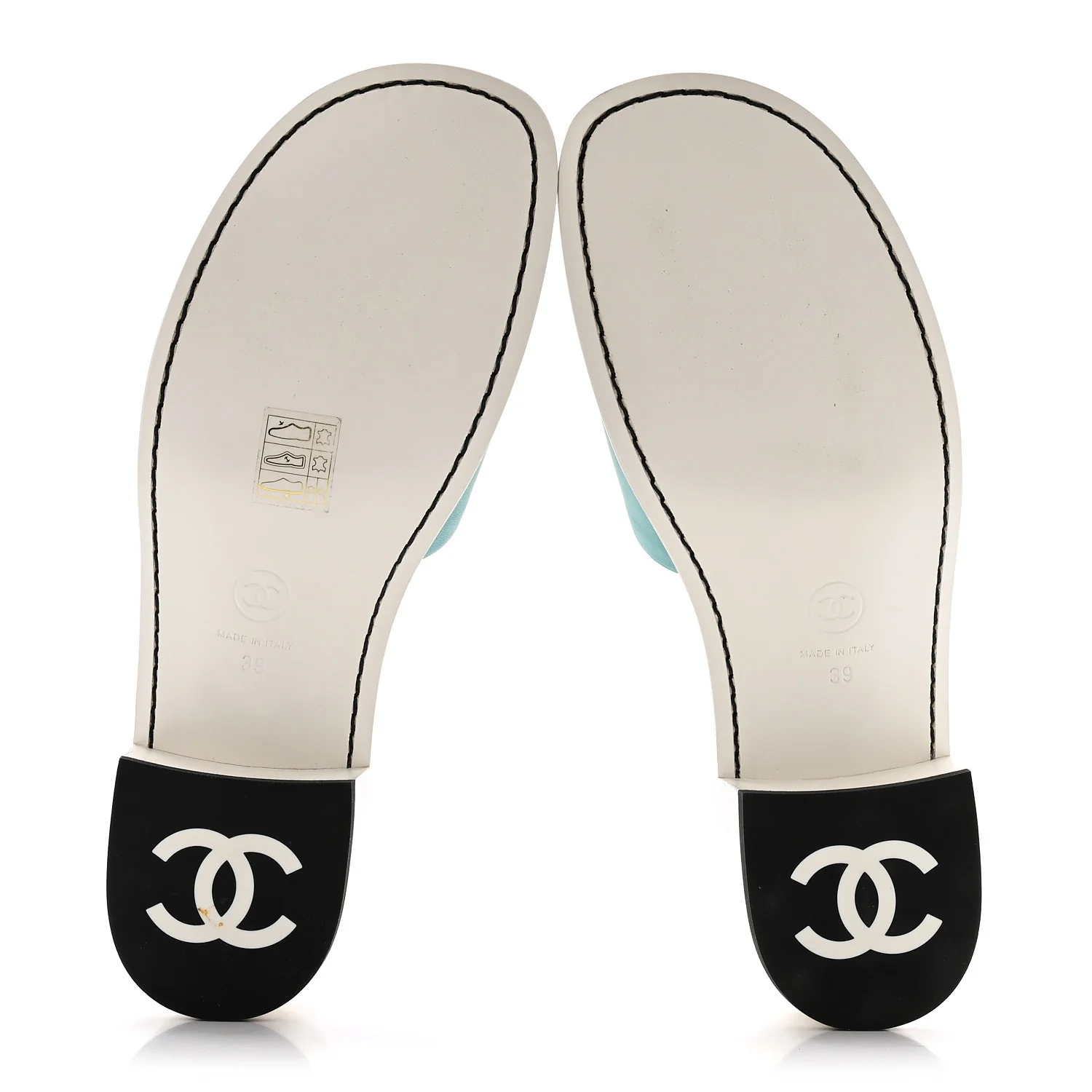 Calfskin CC Mules 39 Turquoise White - Image 6