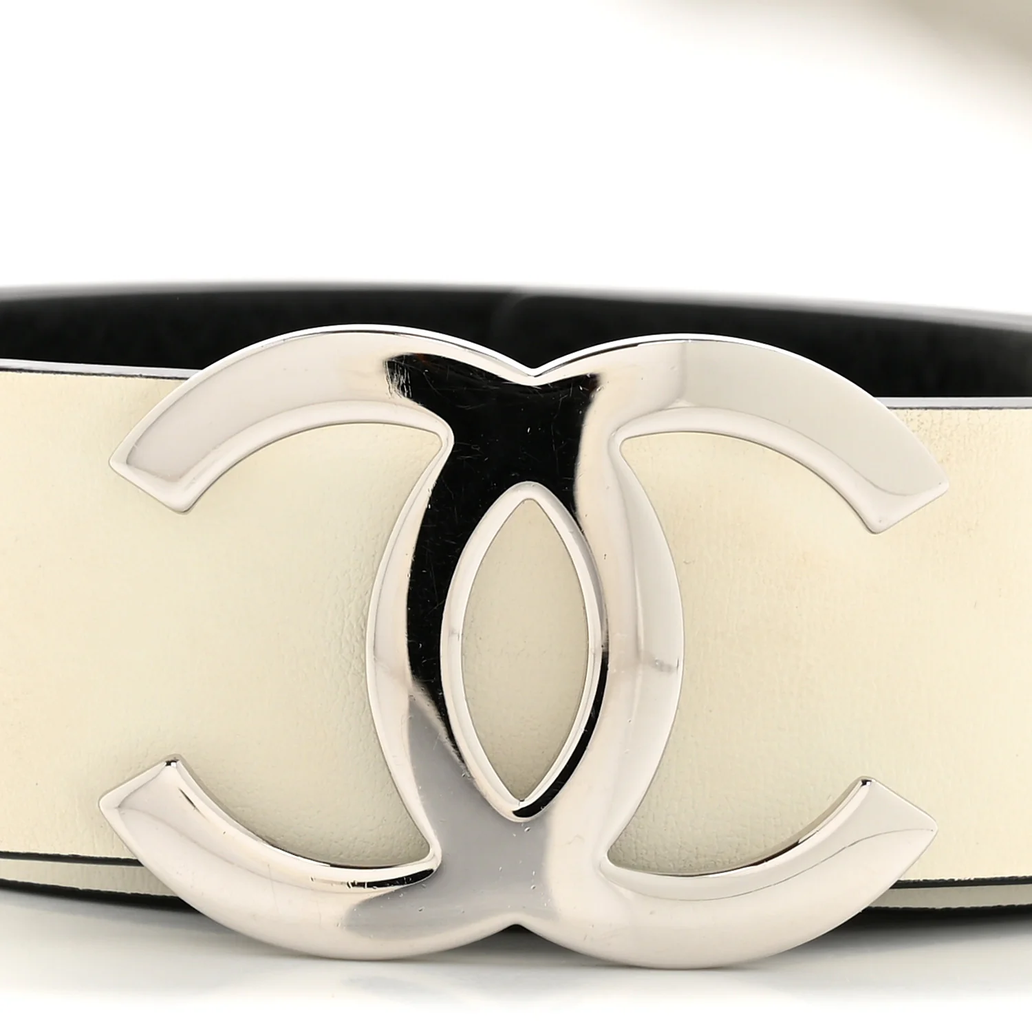 Calfskin CC Reversible Belt 85 White Black - Image 5