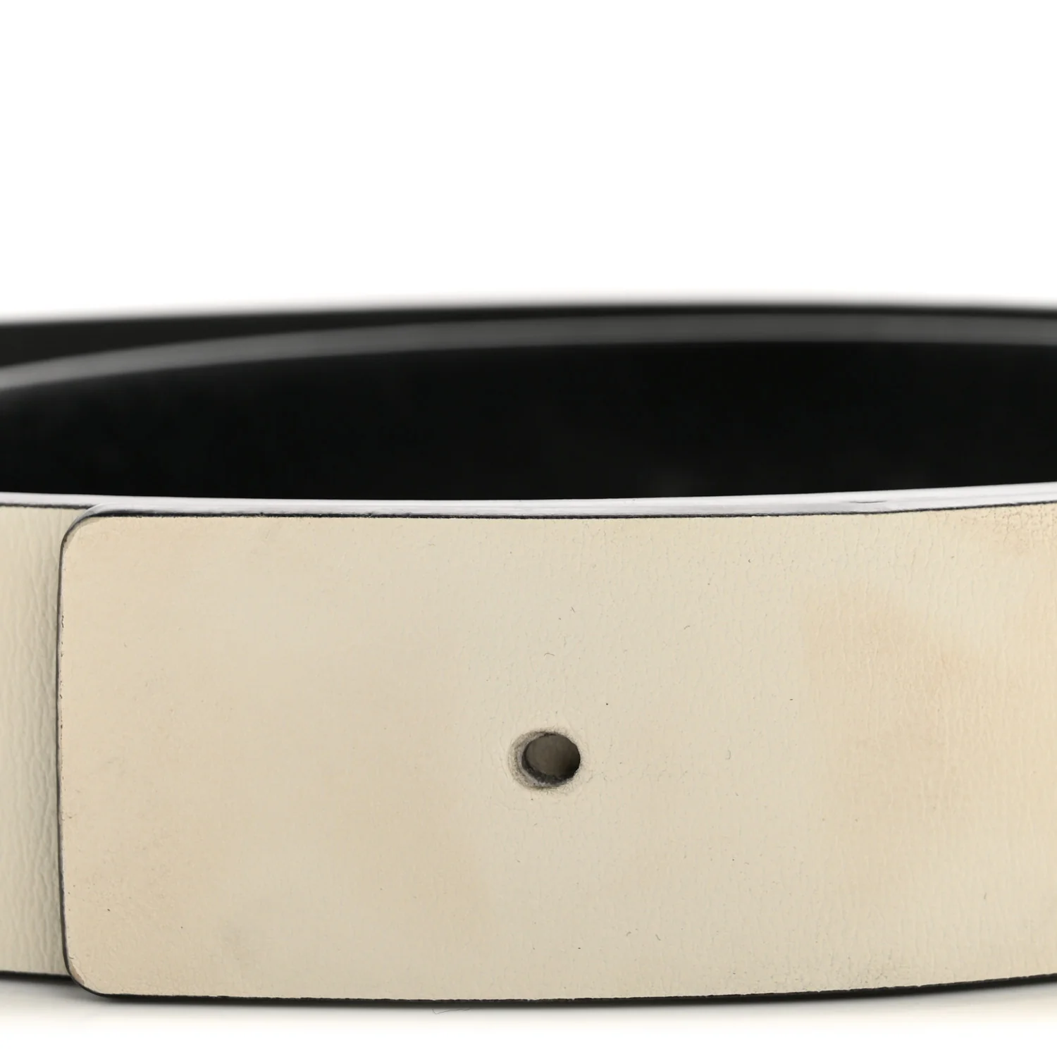 Calfskin CC Reversible Belt 85 White Black - Image 7