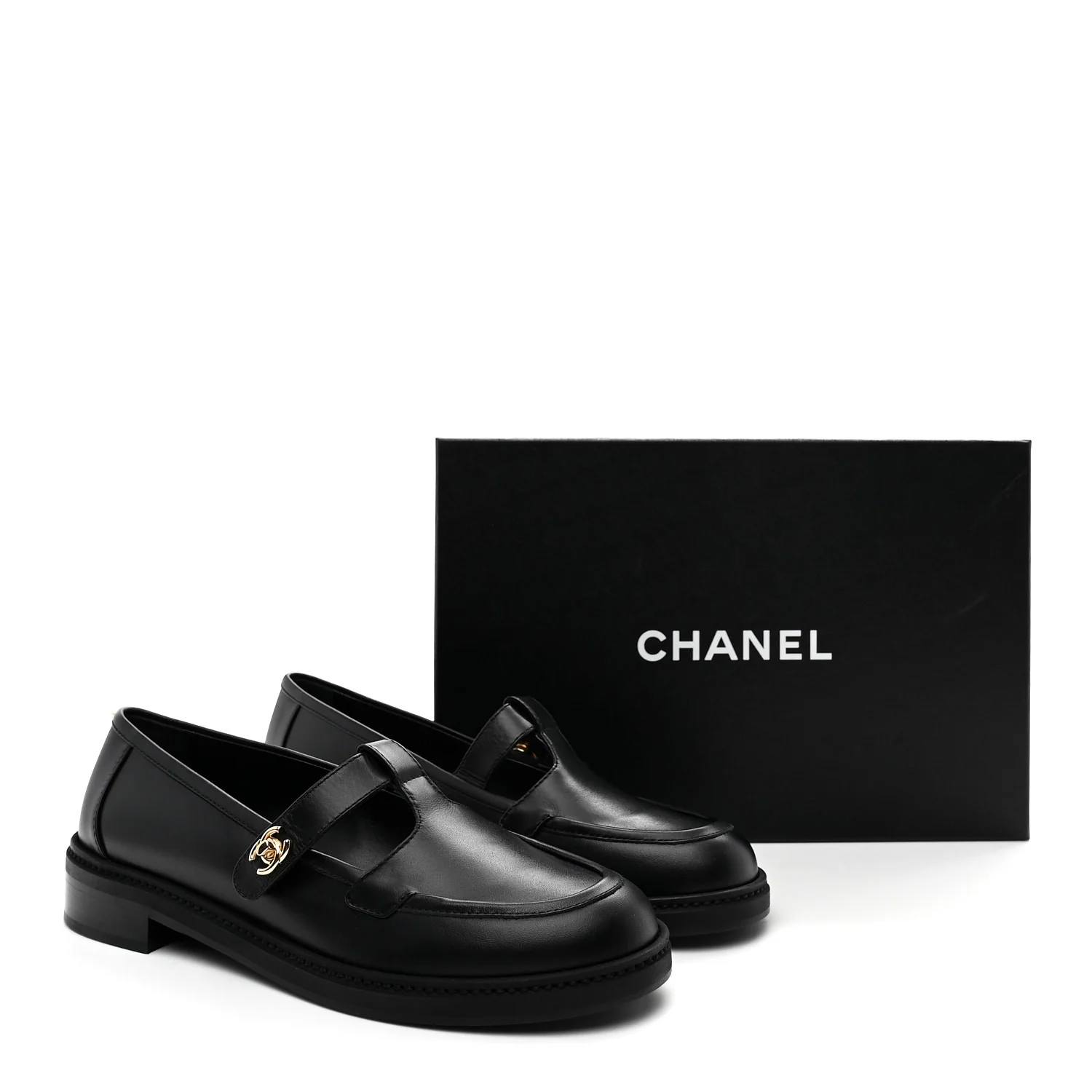 Calfskin CC Turnlock Moccasin Loafers 40 Black - Image 10
