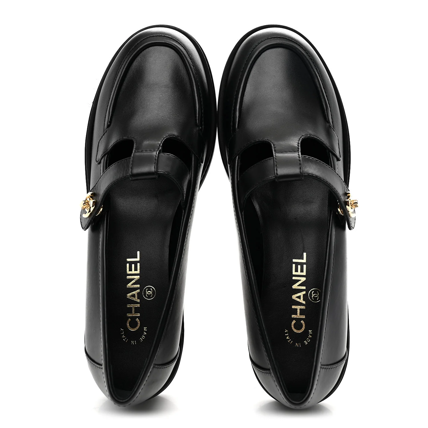 Calfskin CC Turnlock Moccasin Loafers 40 Black - Image 2