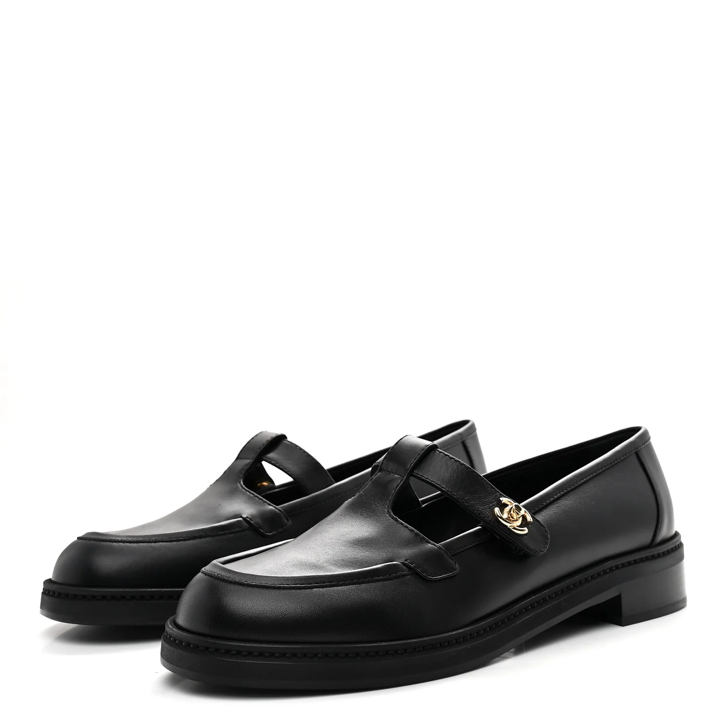 Calfskin CC Turnlock Moccasin Loafers 40 Black - Image 4