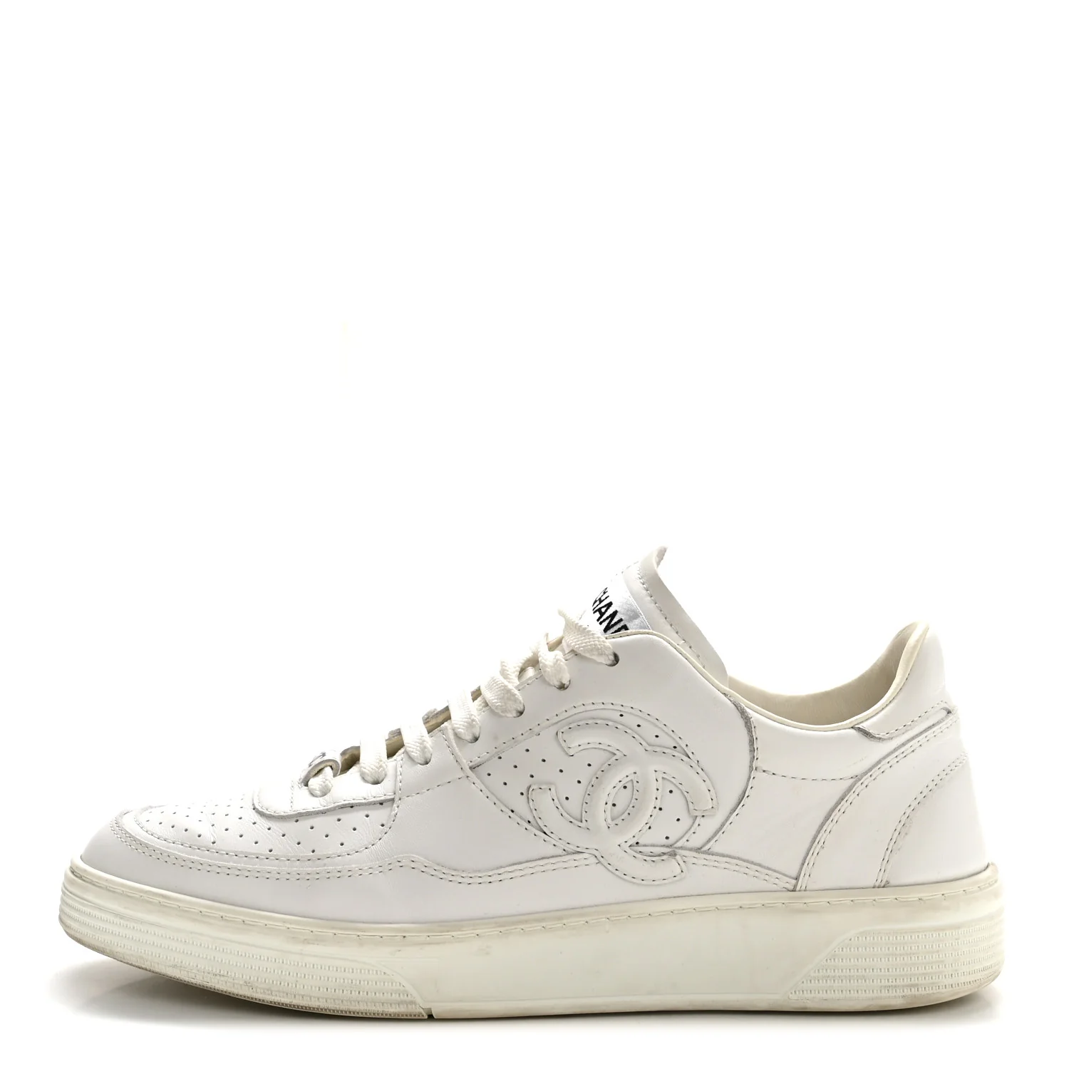 Calfskin CC Womens Sneakers 38 White