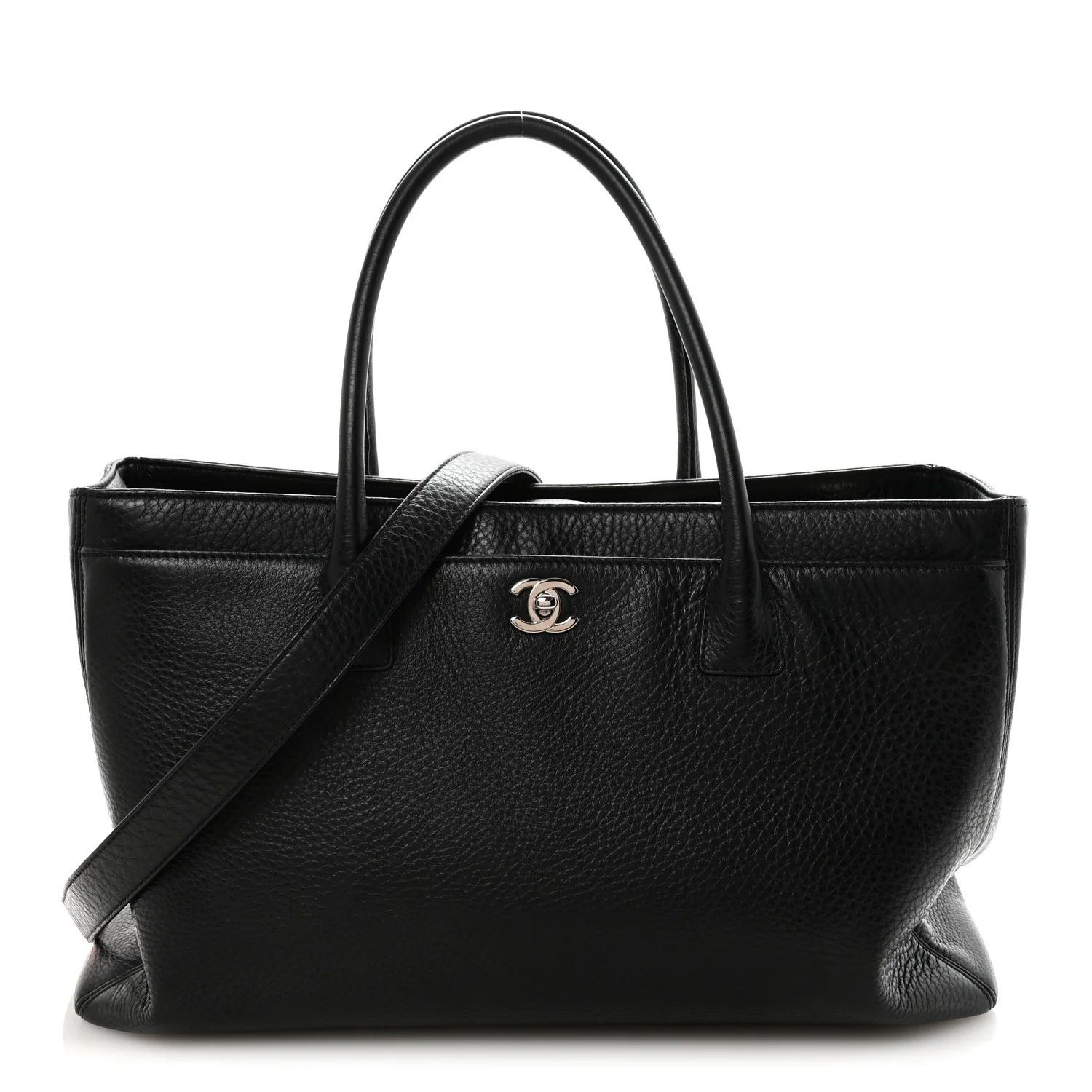 Calfskin Cerf Executive Shopper Tote Black
