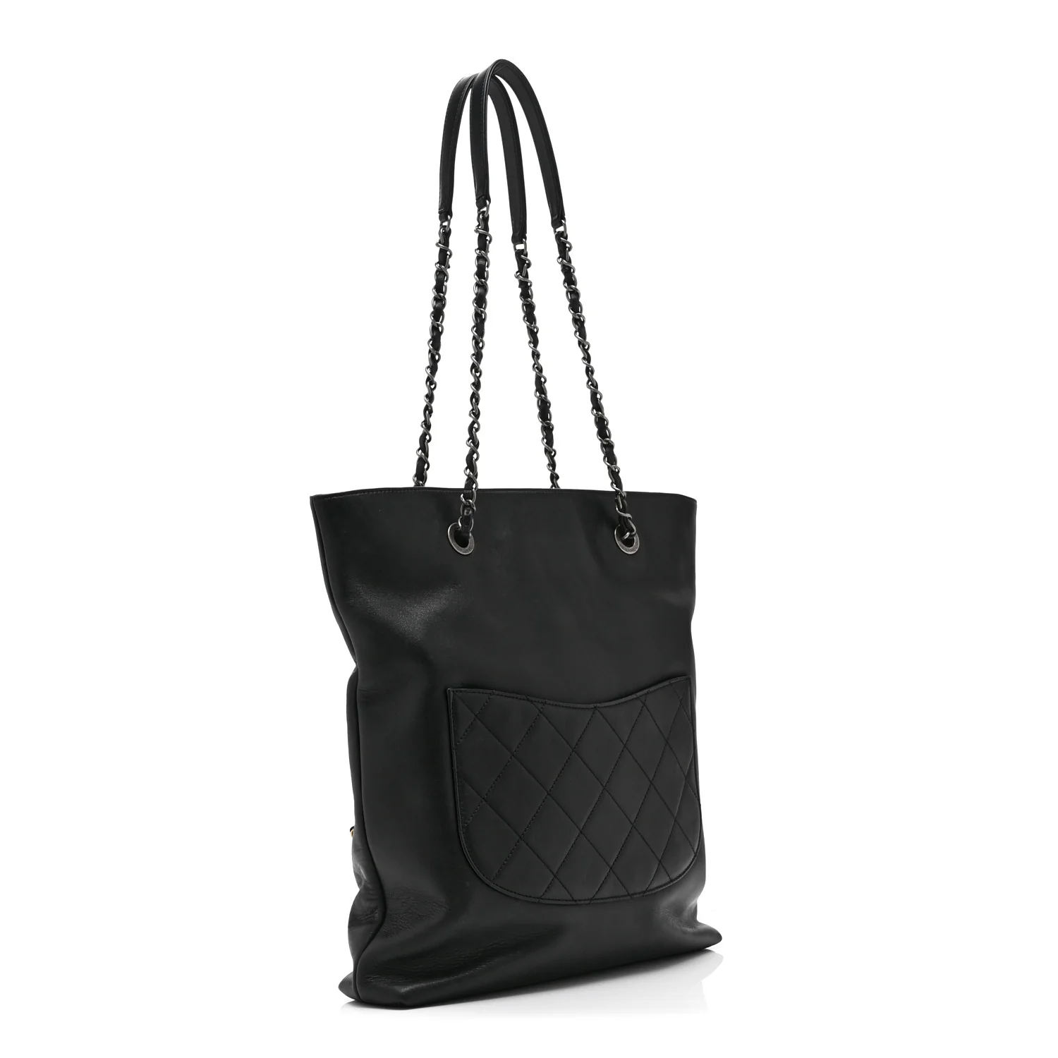 Calfskin Chain 20s Signature Tote Black - Image 3