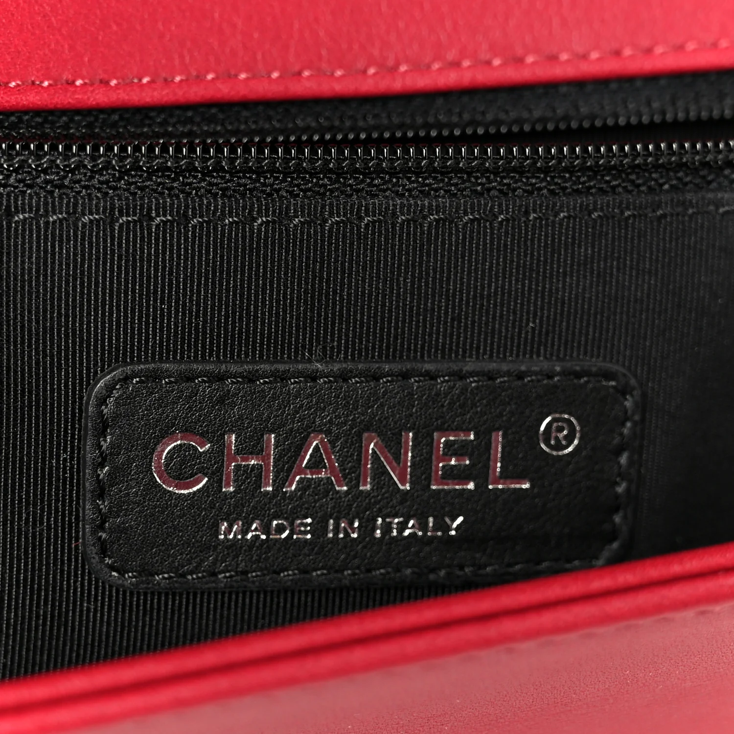Calfskin Chevron Quilted Large Chain Boy Flap Red - Image 6
