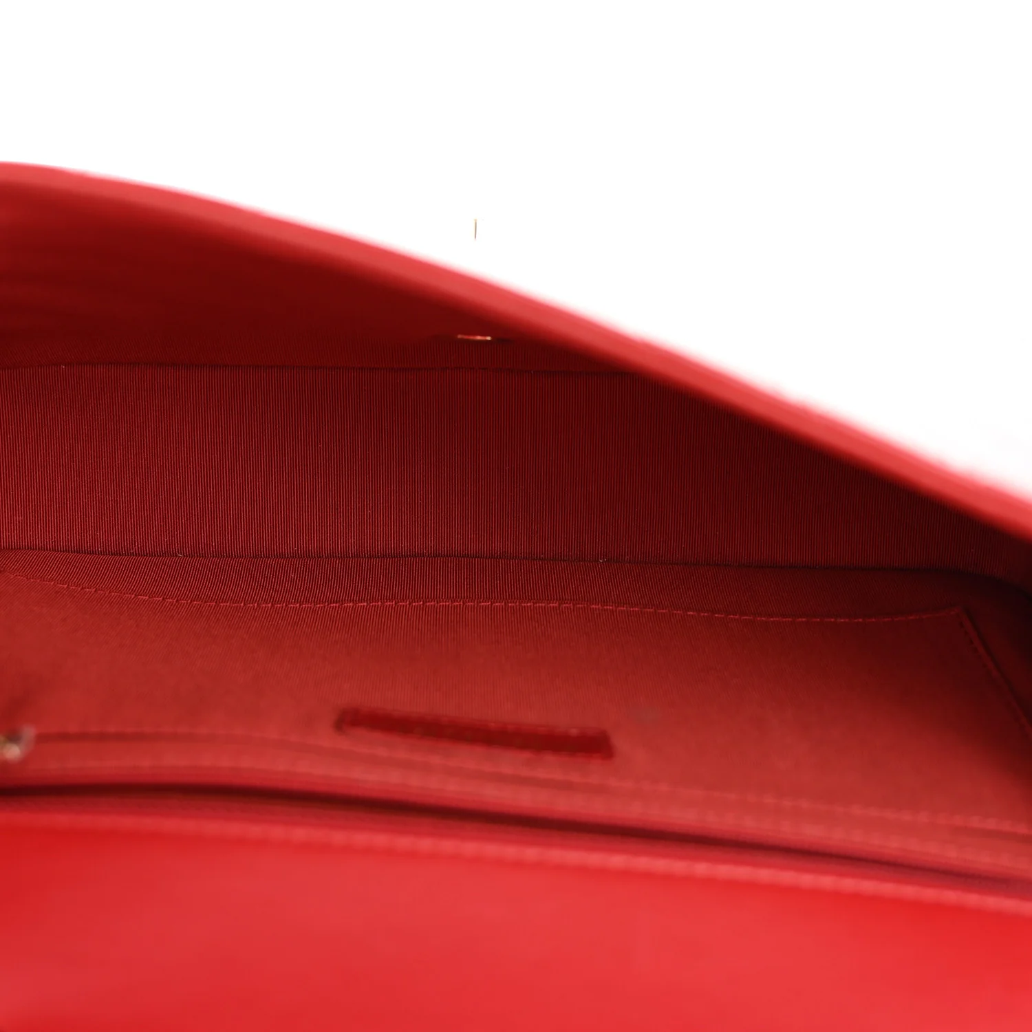 Calfskin Chevron Quilted Large Statement Flap Red - Image 5