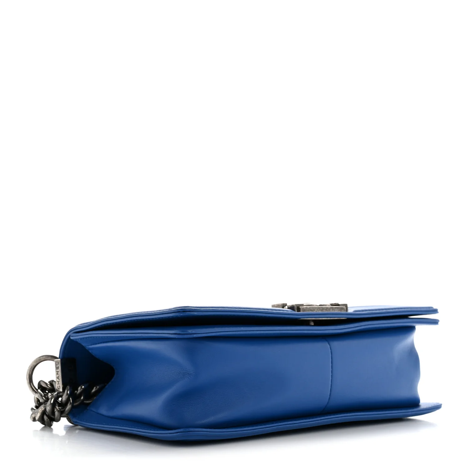 Calfskin Chevron Quilted Medium Boy Flap Blue - Image 4
