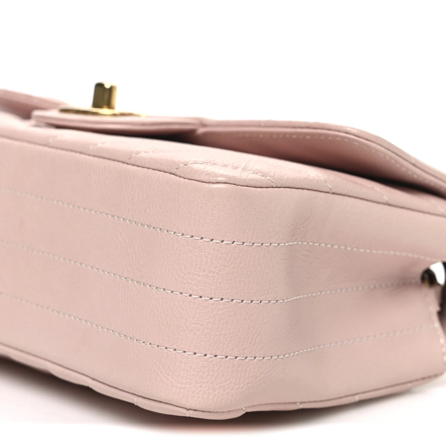 Calfskin Chevron Quilted Mini Rectangular Flap Light Pink - Image 10