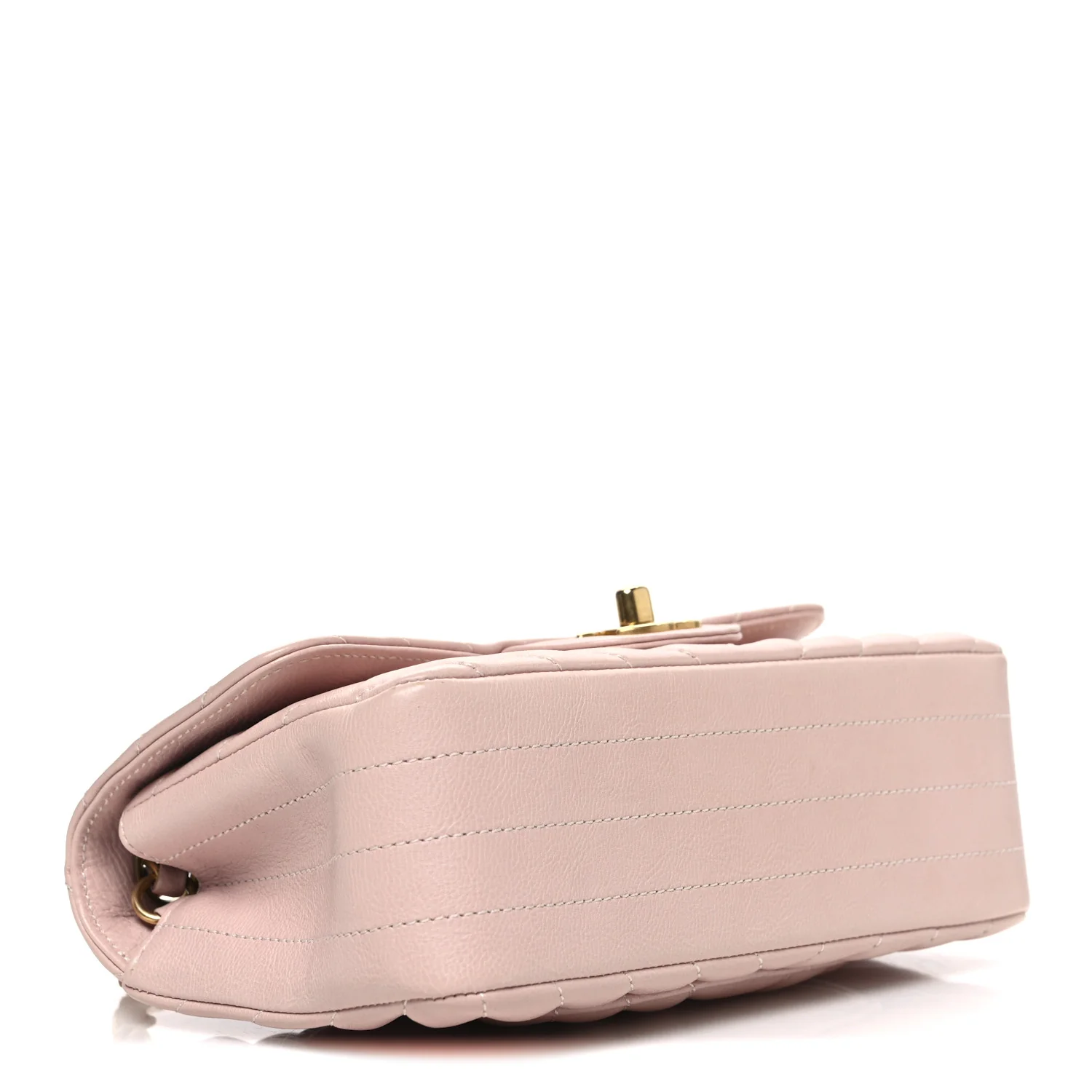 Calfskin Chevron Quilted Mini Rectangular Flap Light Pink - Image 4