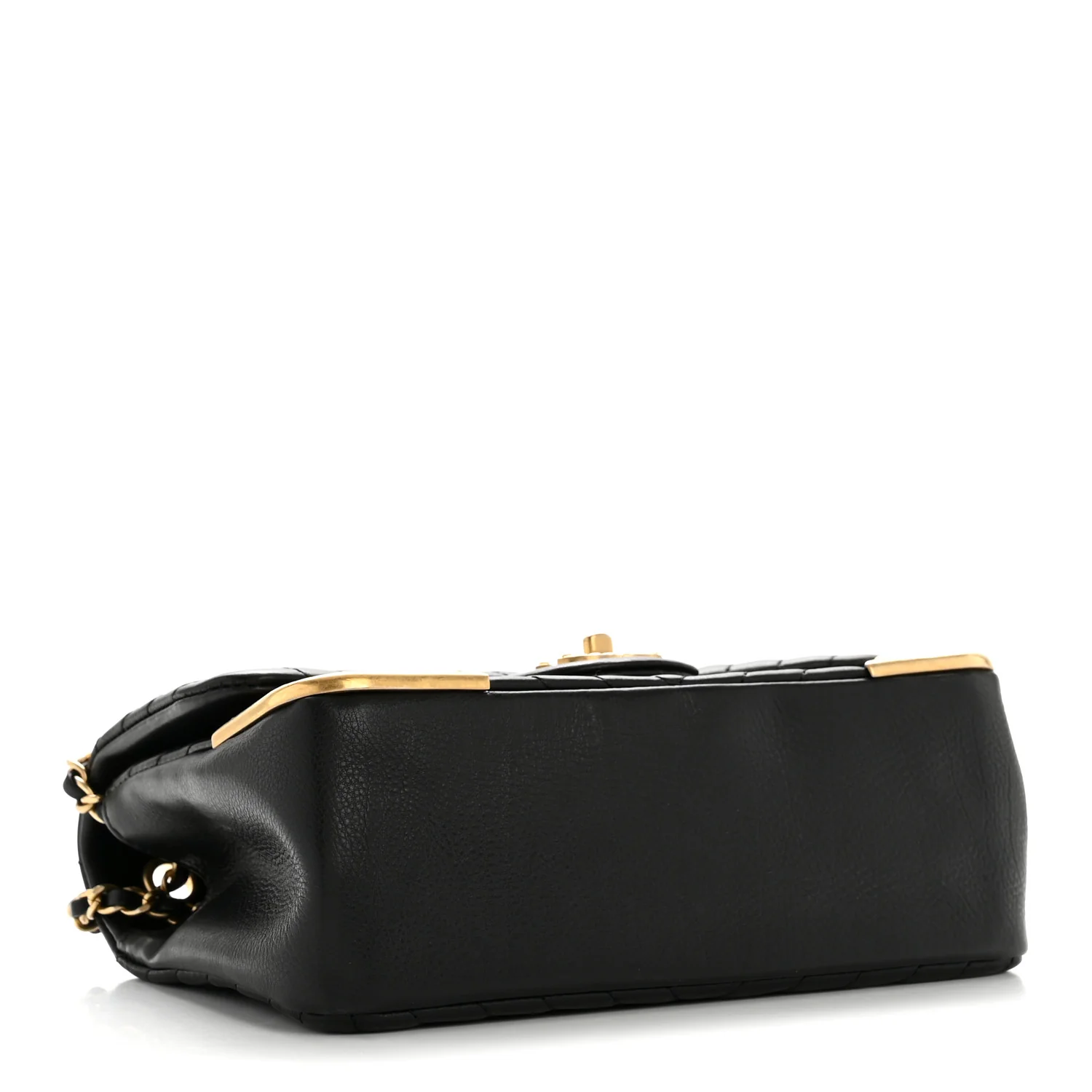 Calfskin Chevron Quilted Mini Rock The Corner Flap Black - Image 4