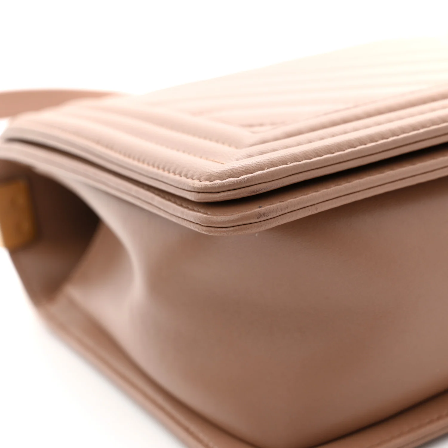 Calfskin Chevron Quilted New Medium Boy Flap Beige - Image 11