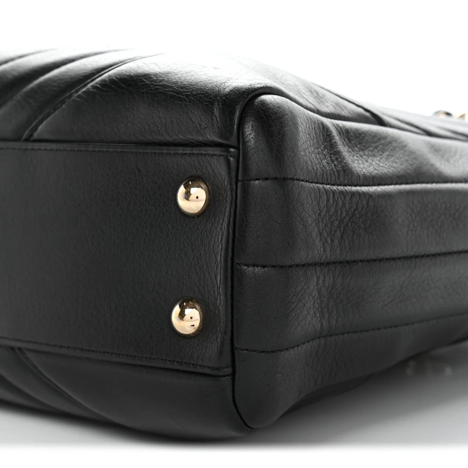 Calfskin Chevron Quilted Statement Shopping Tote Black - Image 10
