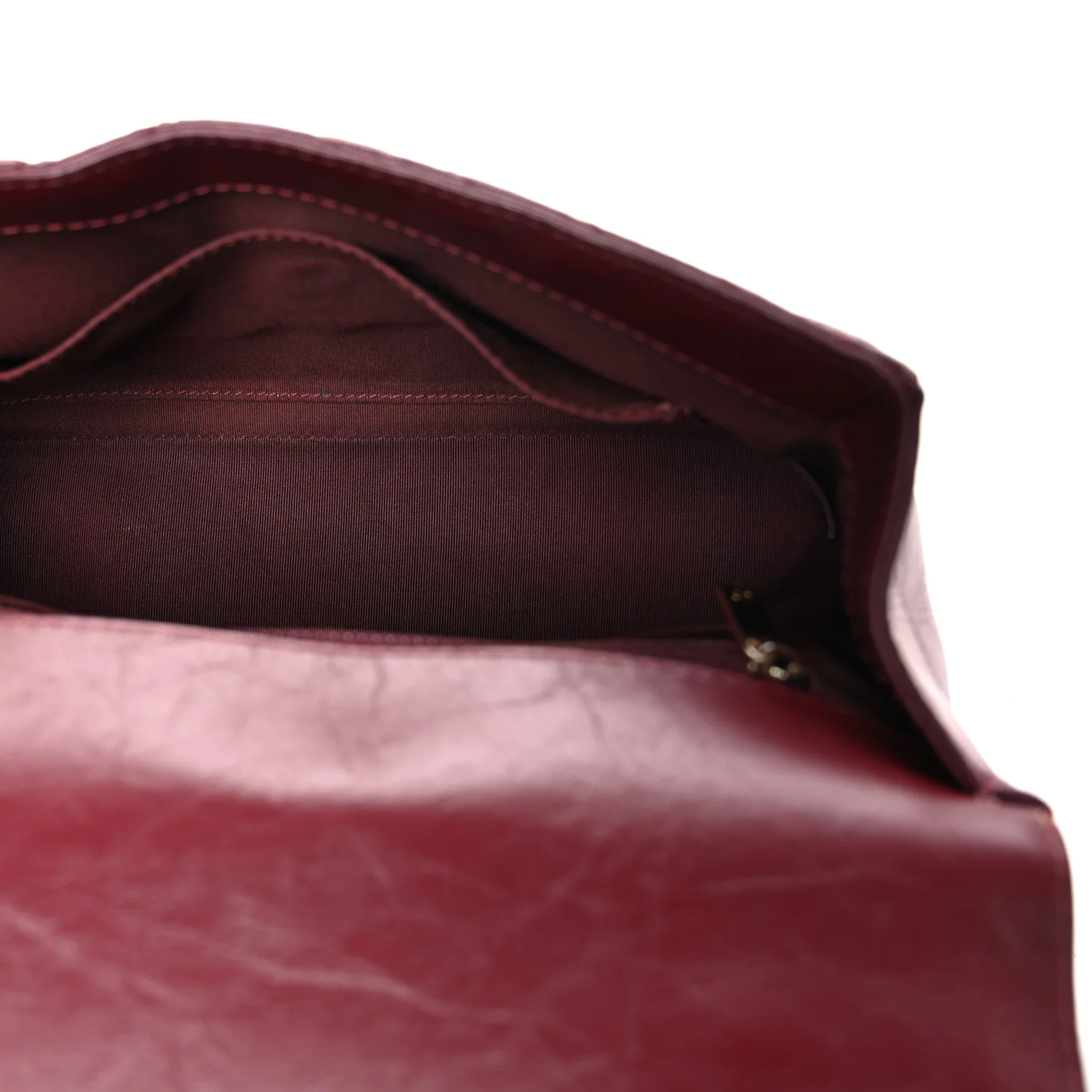 Calfskin Chevron Quilted Top Handle Flap Red - Image 5