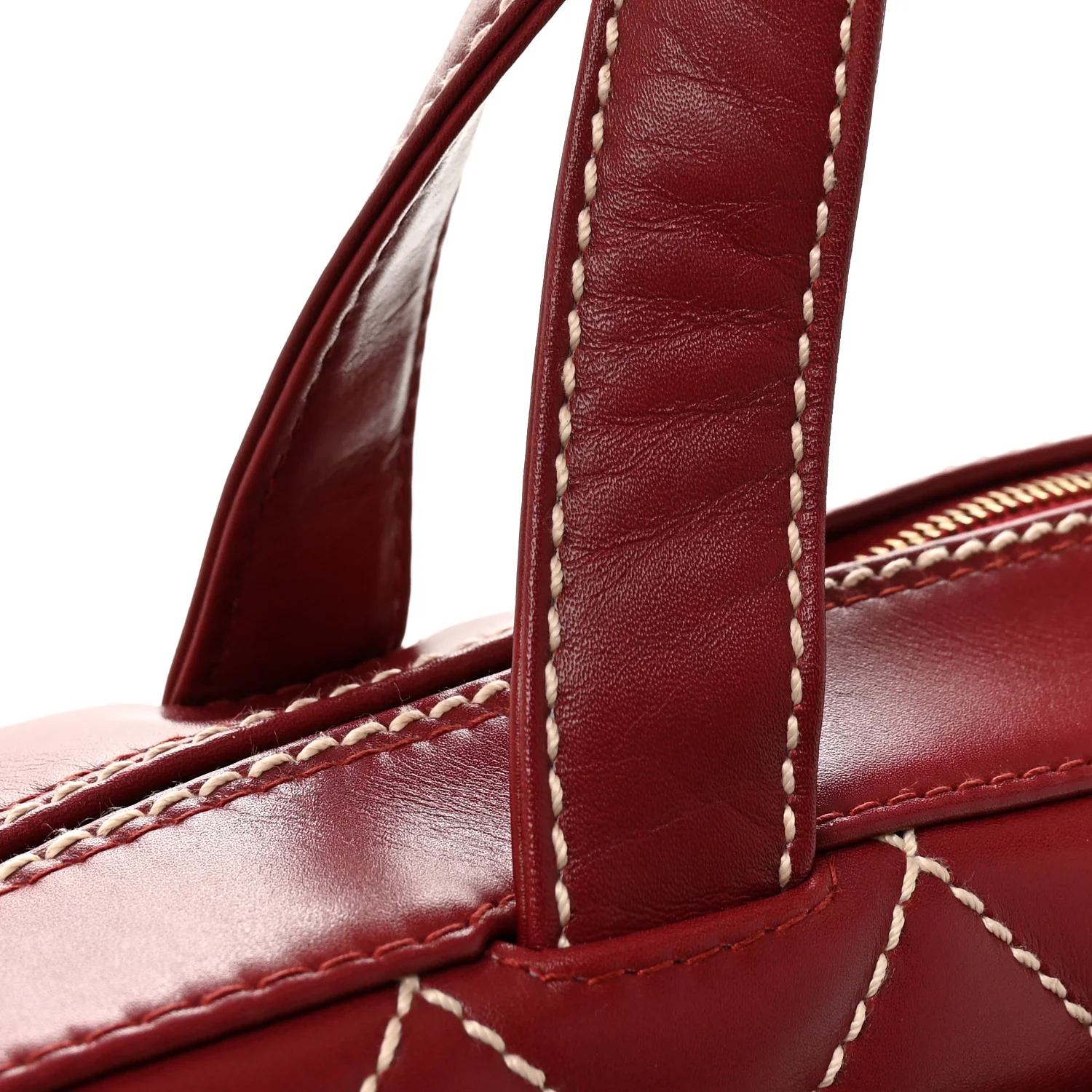 Calfskin Contrast Stitch Surpique Bowler Red - Image 11