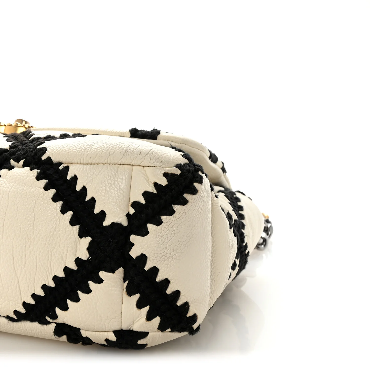 Calfskin Crochet Large Chanel 19 Flap White Black - Image 10