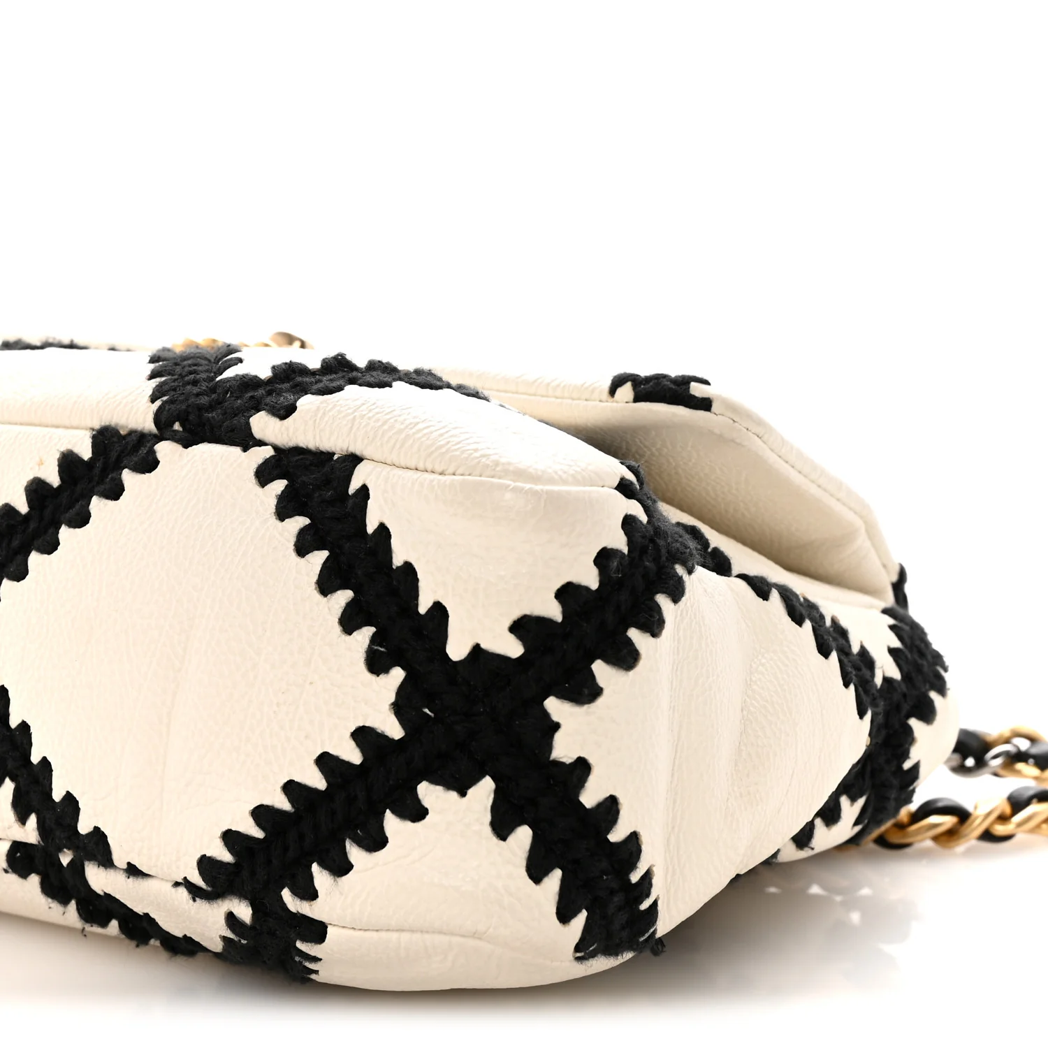 Calfskin Crochet Medium Chanel 19 Flap White Black - Image 10