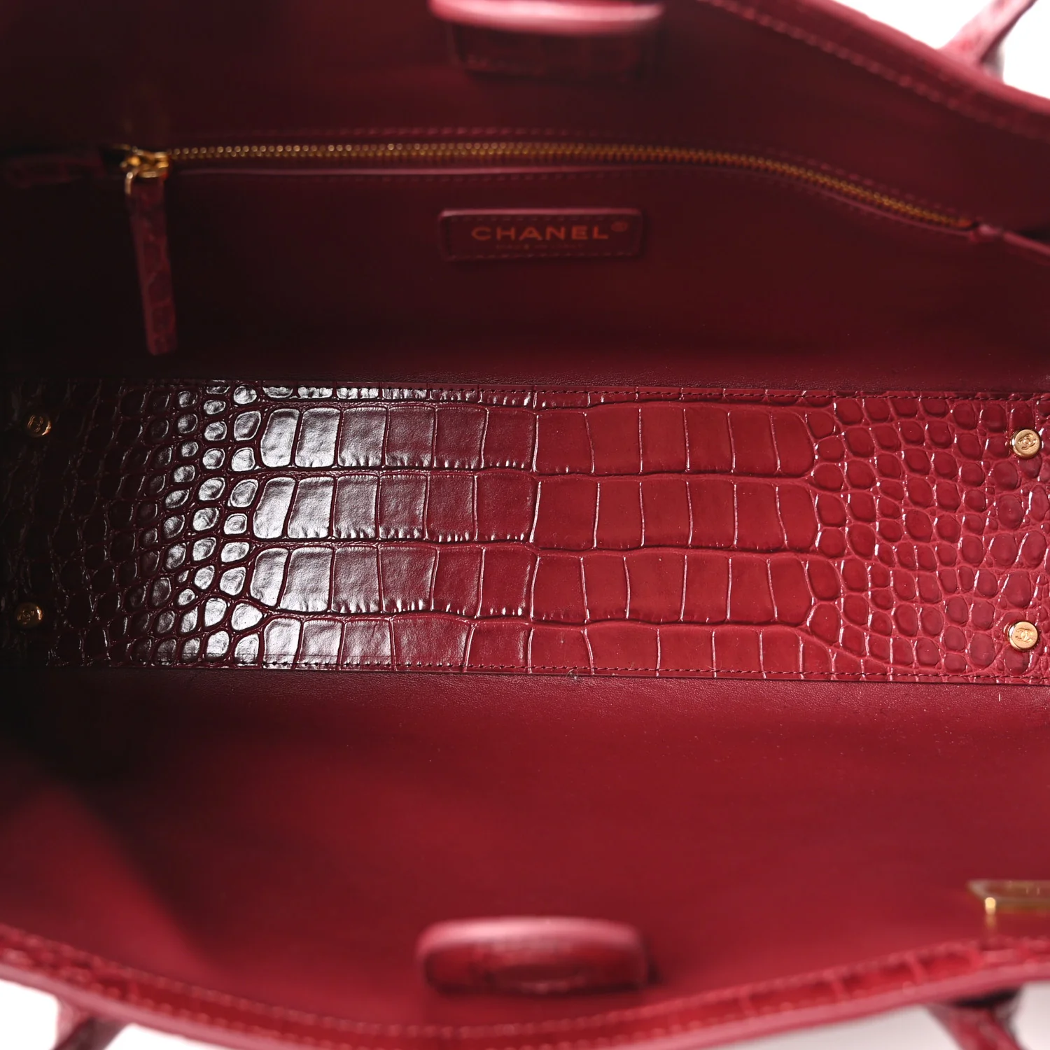 Calfskin Crocodile Embossed Archetype Small Shopper Tote Burgundy - Image 4