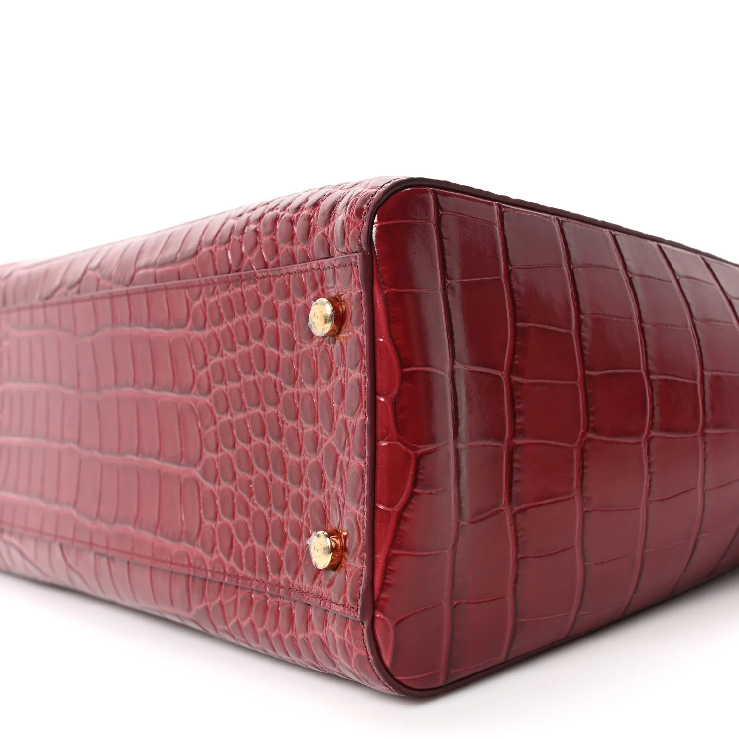 Calfskin Crocodile Embossed Archetype Small Shopper Tote Burgundy - Image 9