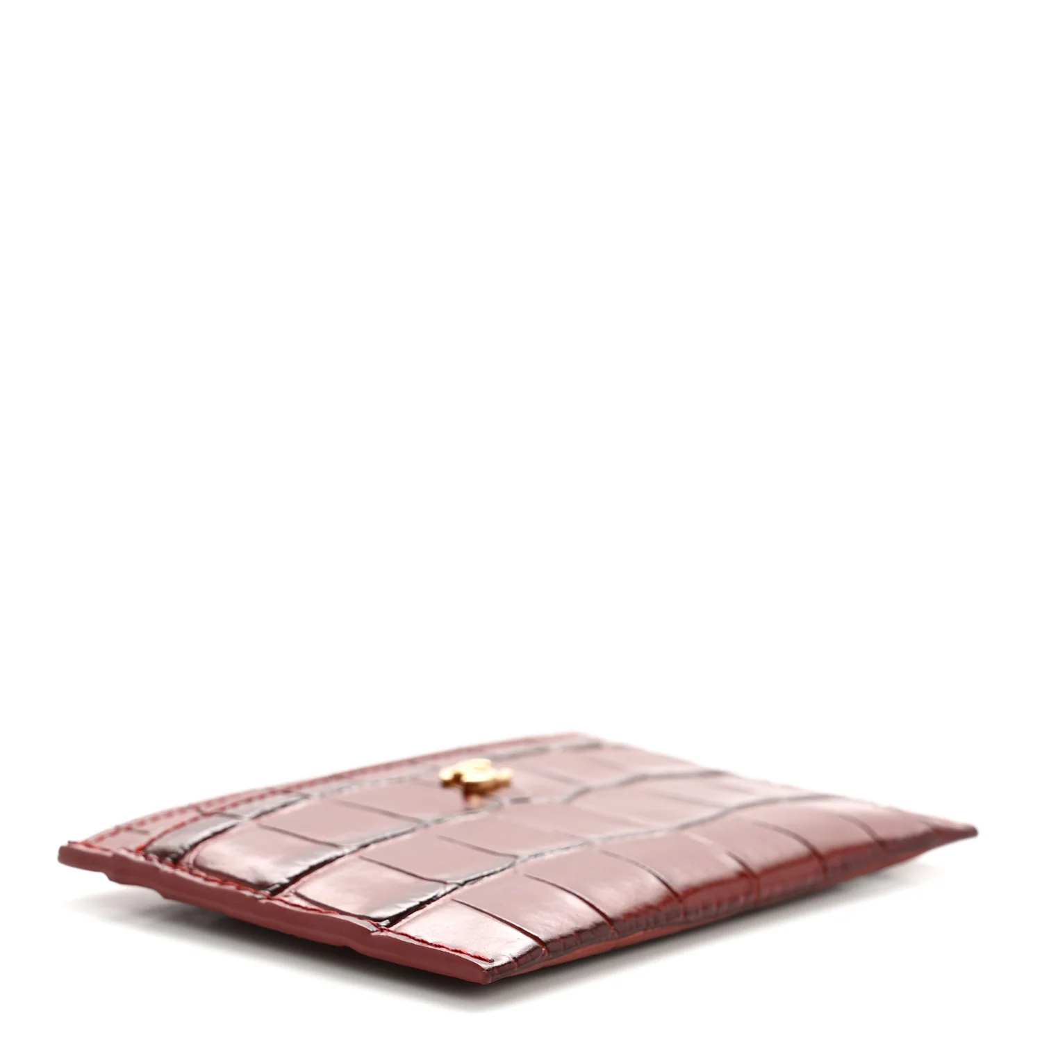 Calfskin Crocodile Embossed Card Holder Burgundy - Image 4