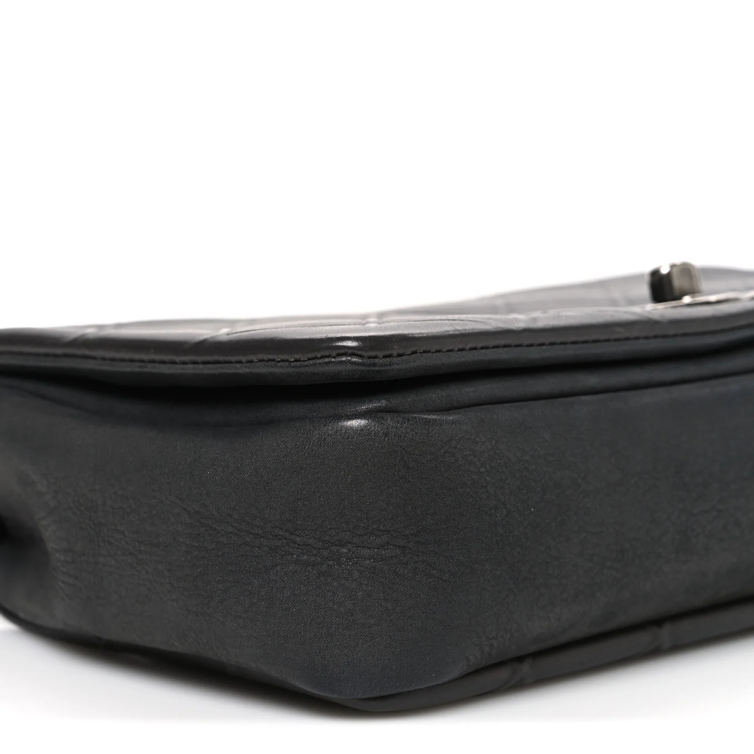 Calfskin Diamond Embossed Medium New Chic Flap Dark Grey - Image 9