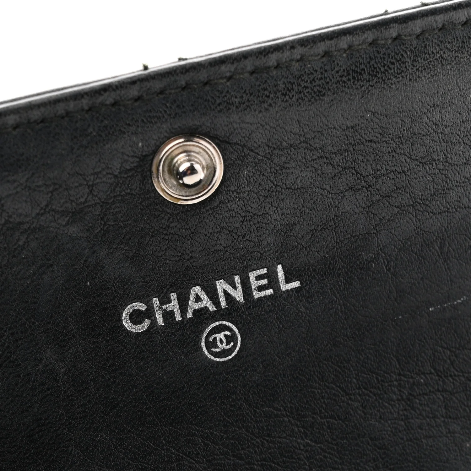Calfskin Diamond Stitched Card Holder Wallet Black - Image 6