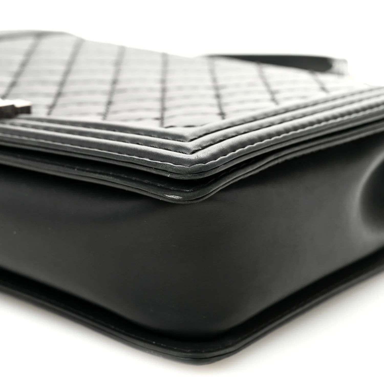Calfskin Double Stitch Large Boy Flap Black - Image 10