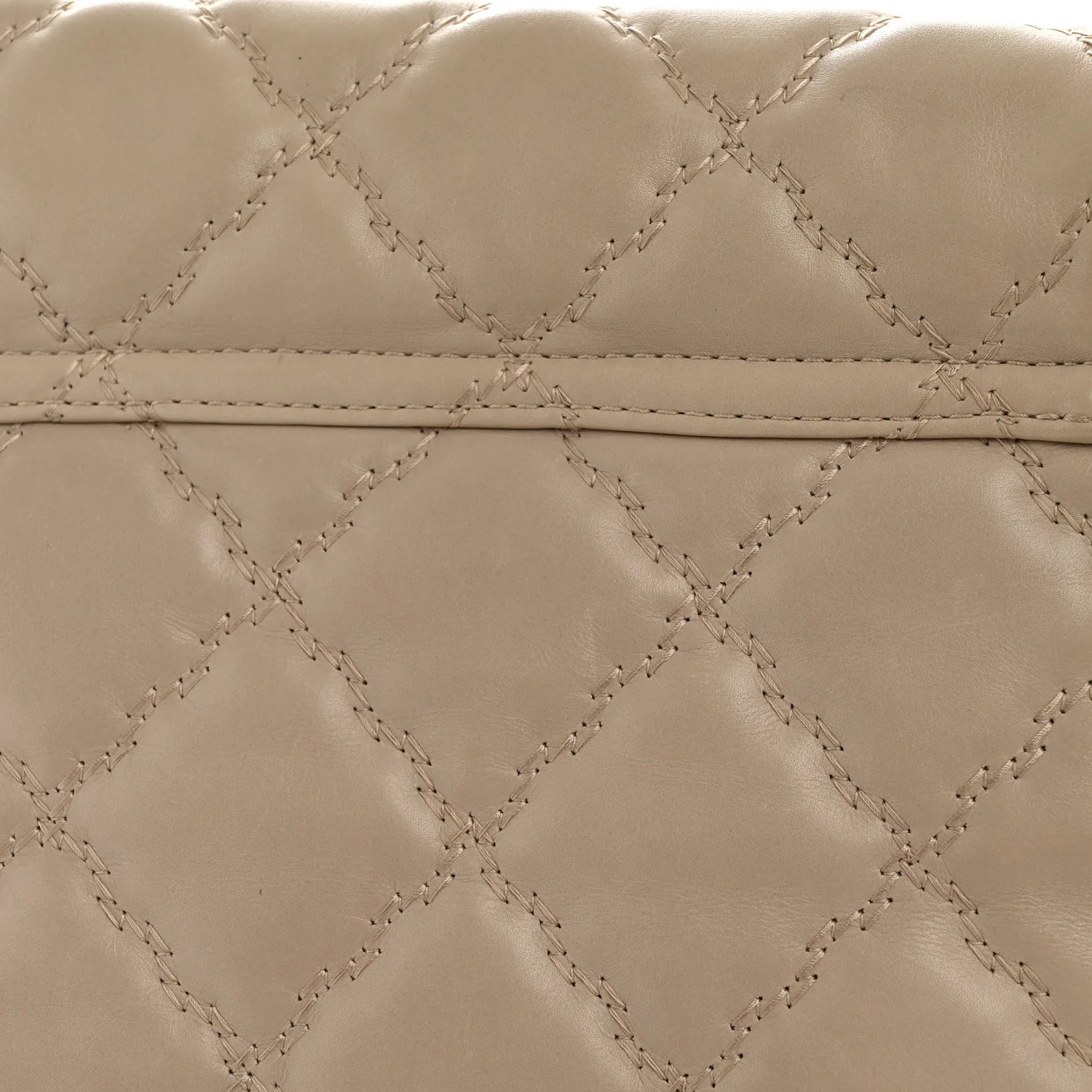 Calfskin Double Stitch Large Hamptons Flap Bag Beige - Image 13