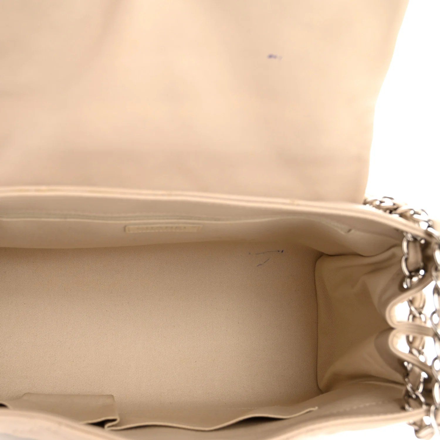 Calfskin Double Stitch Large Hamptons Flap Bag Beige - Image 5