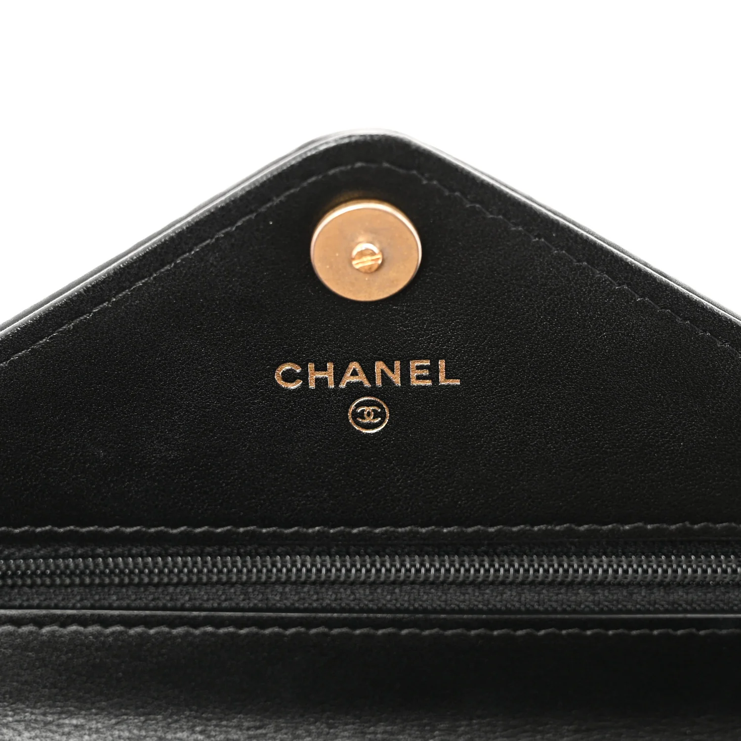 Calfskin Elaphe Double Chevron Mini Wallet On Chain WOC Black - Image 6