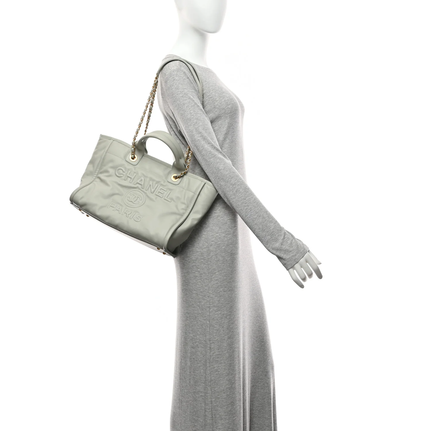 Calfskin Embossed Small Deauville Tote Light Blue - Image 2