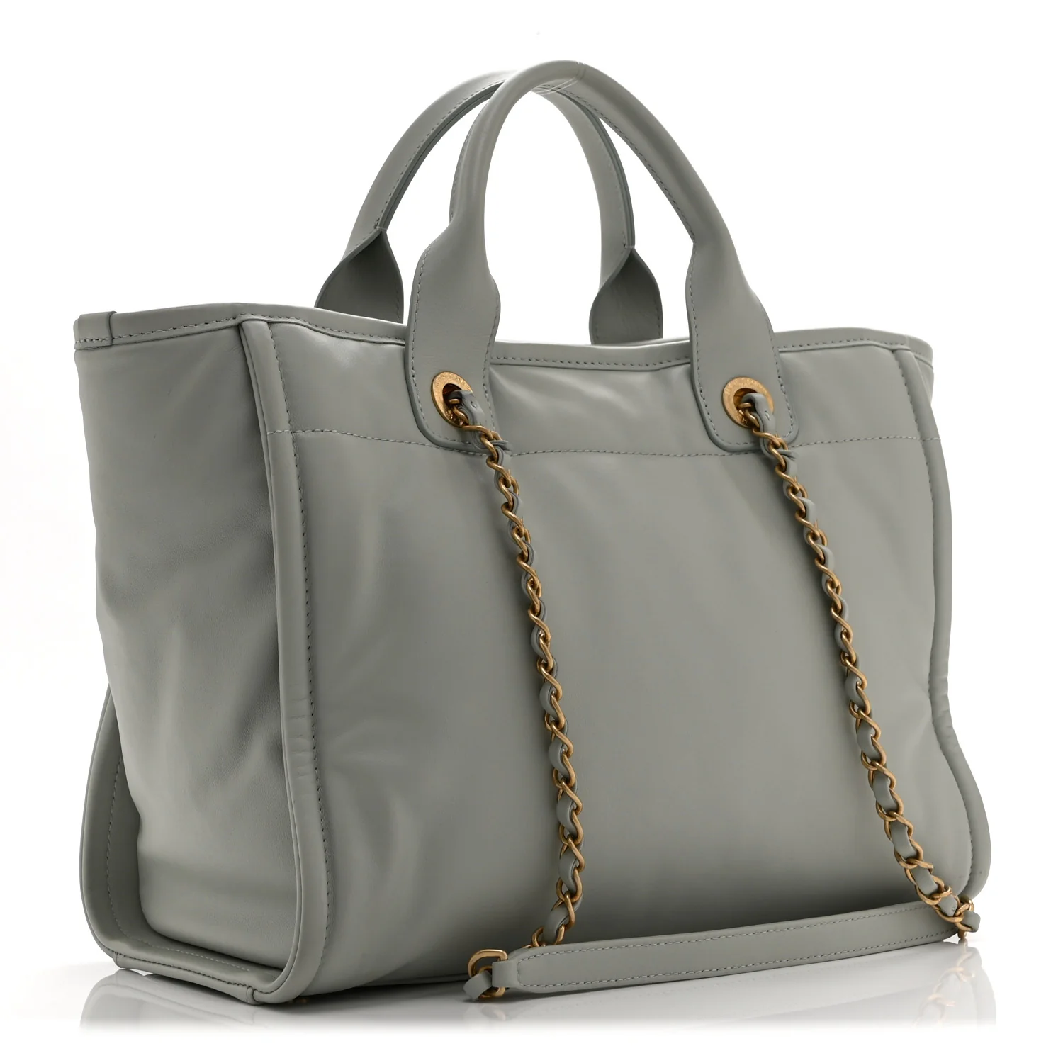 Calfskin Embossed Small Deauville Tote Light Blue - Image 4