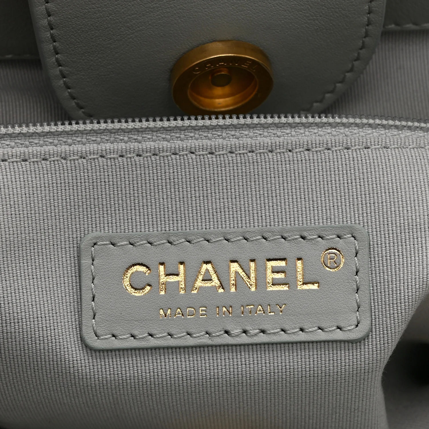 Calfskin Embossed Small Deauville Tote Light Blue - Image 7