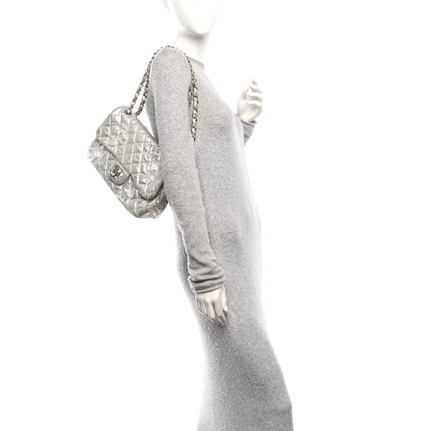 Calfskin Ice Cube On the Rocks Medium Flap Silver - Image 2