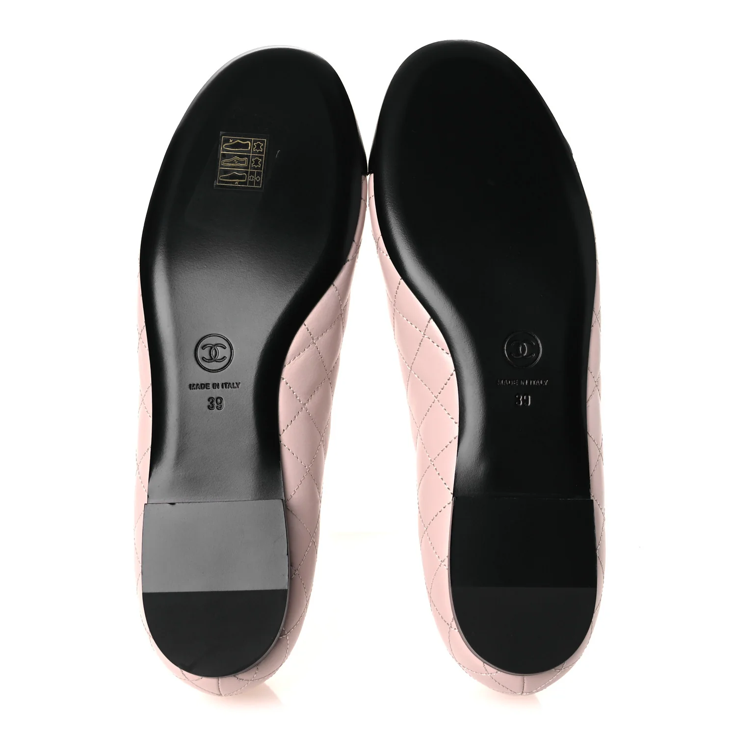 Calfskin Lambskin Quilted CC Ballerina Flats 39 Light Pink Black - Image 7