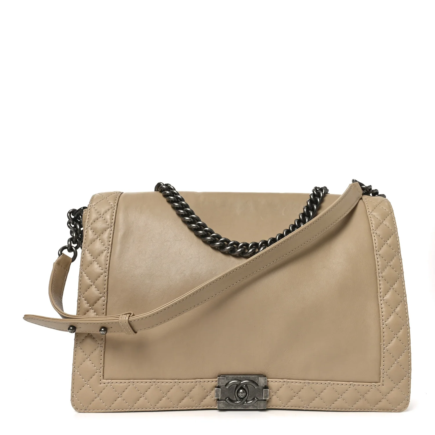 Calfskin Large Boy Reverso Flap Beige
