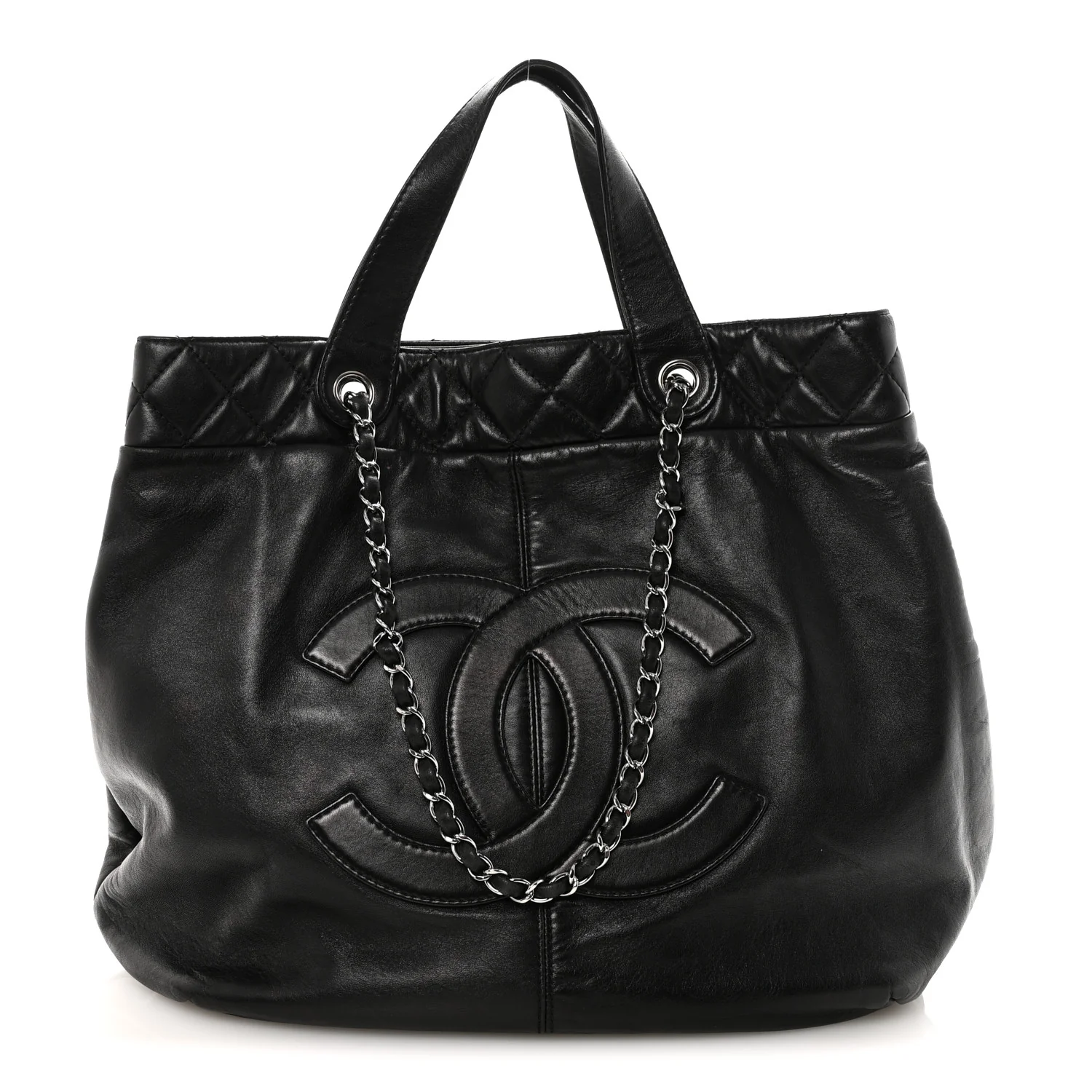 Calfskin Large Trianon Tote Black
