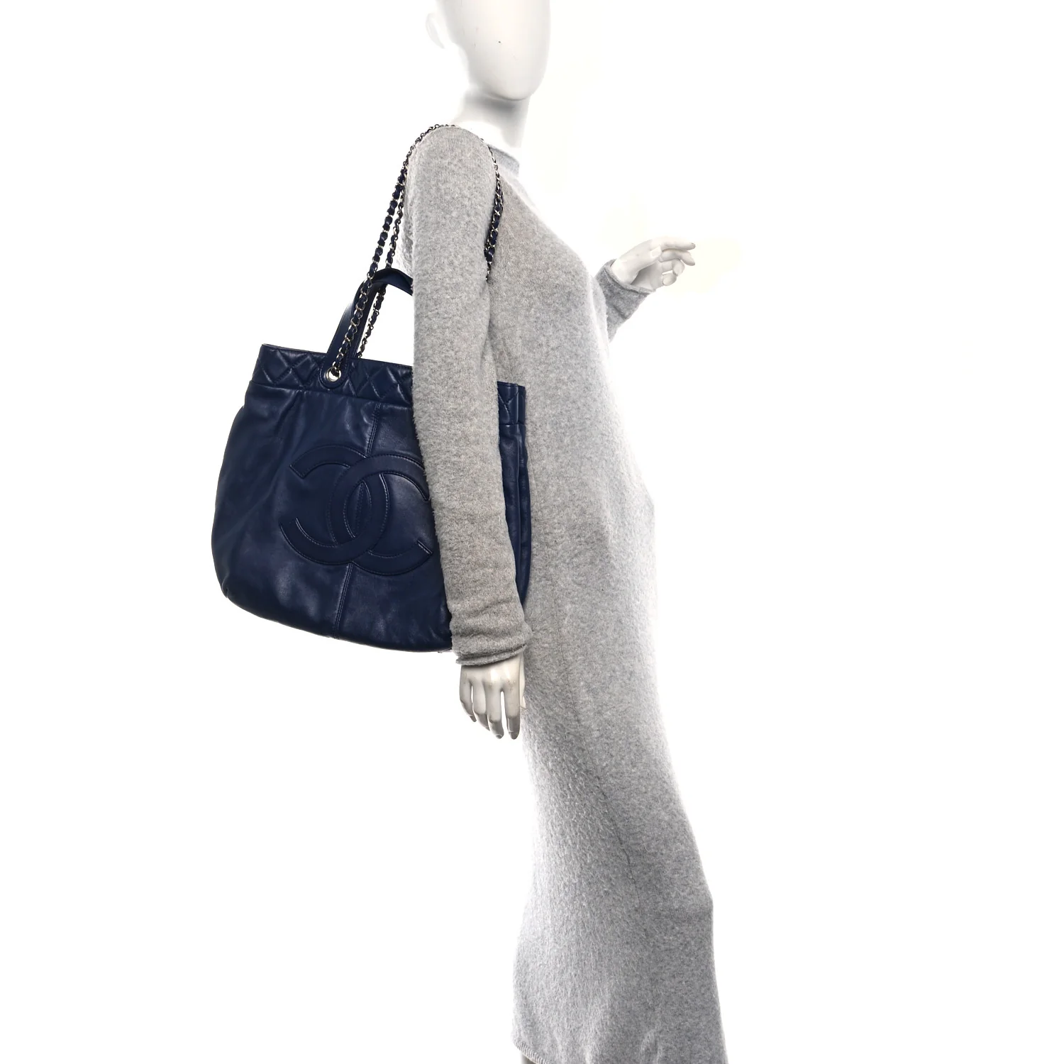 Calfskin Large Trianon Tote Navy Blue - Image 2