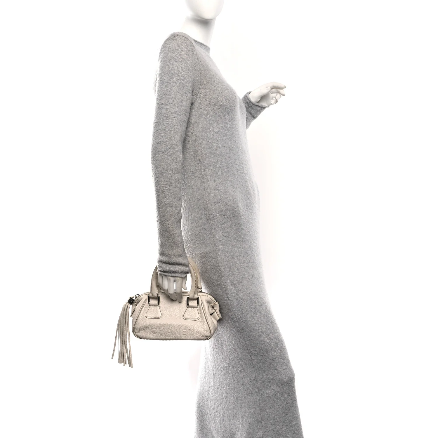 Calfskin Lax CC Small Bowler Bag White - Image 2
